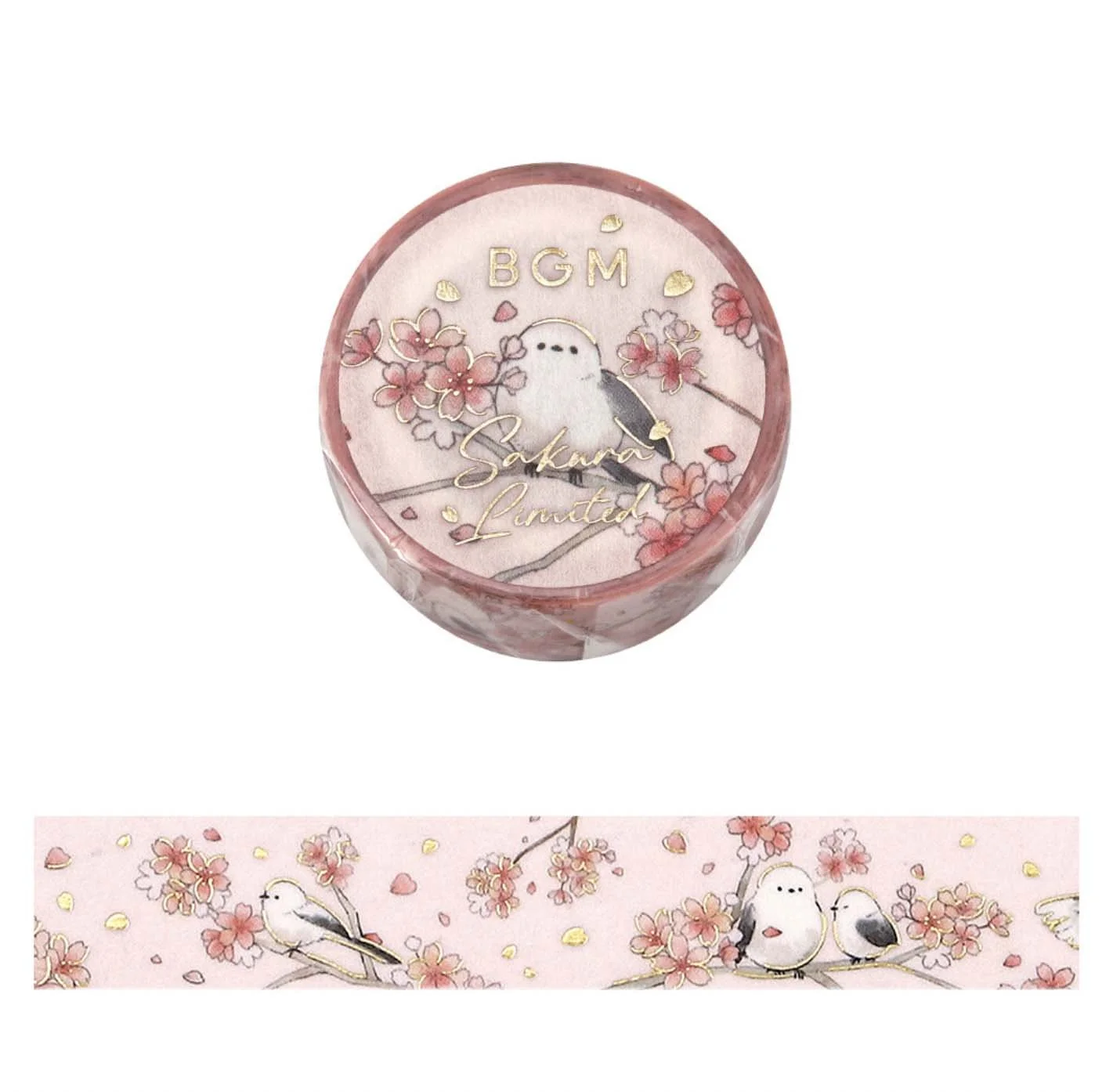 NEW BGM Washi Tape -15 mm - 2026 Spring Sakura Limited - Sakura Shima Enaga Bird