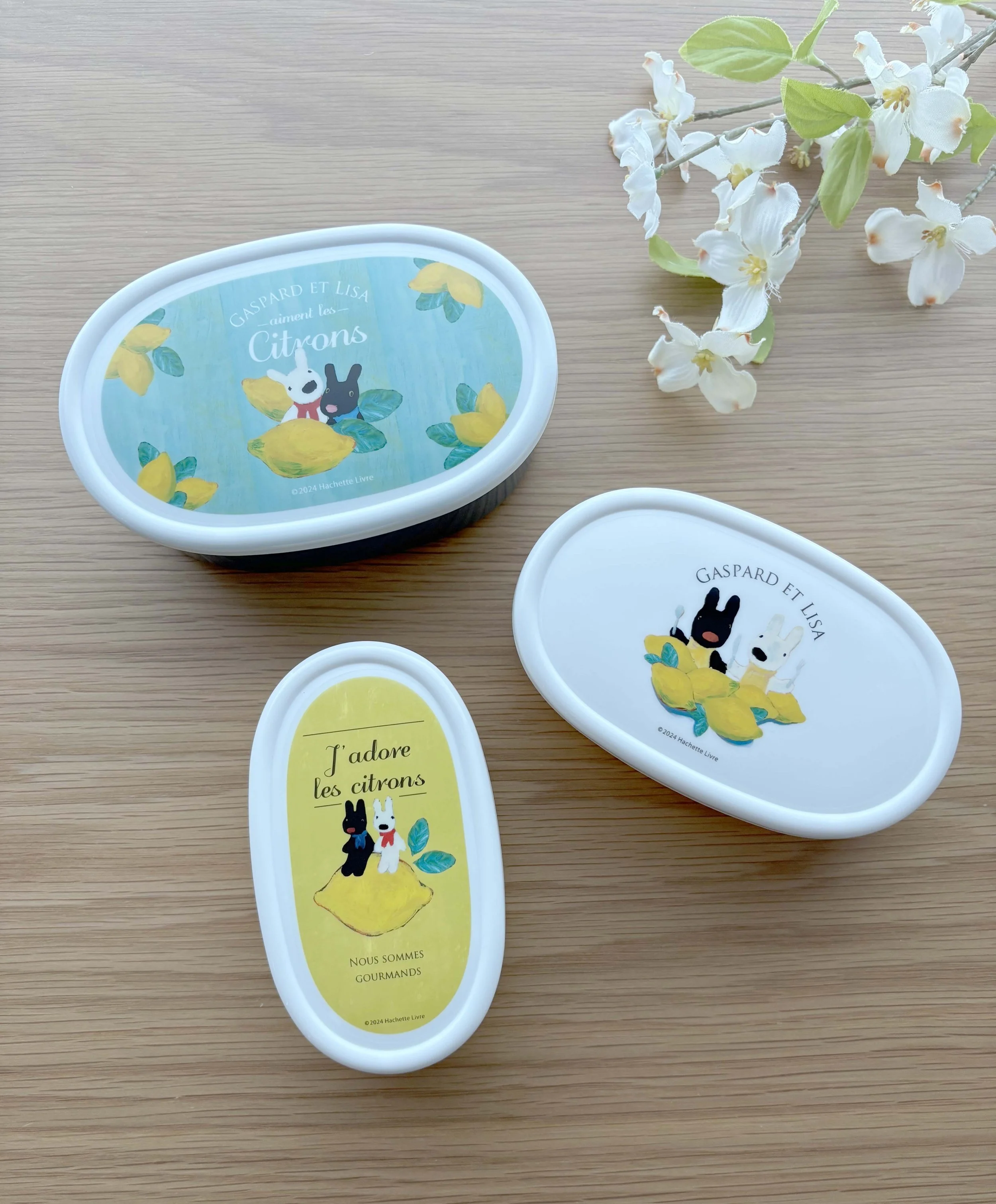 NEW Bento Box / Lunch Container Set - Gaspard and Lisa - Summer Lemons - 3 pc set