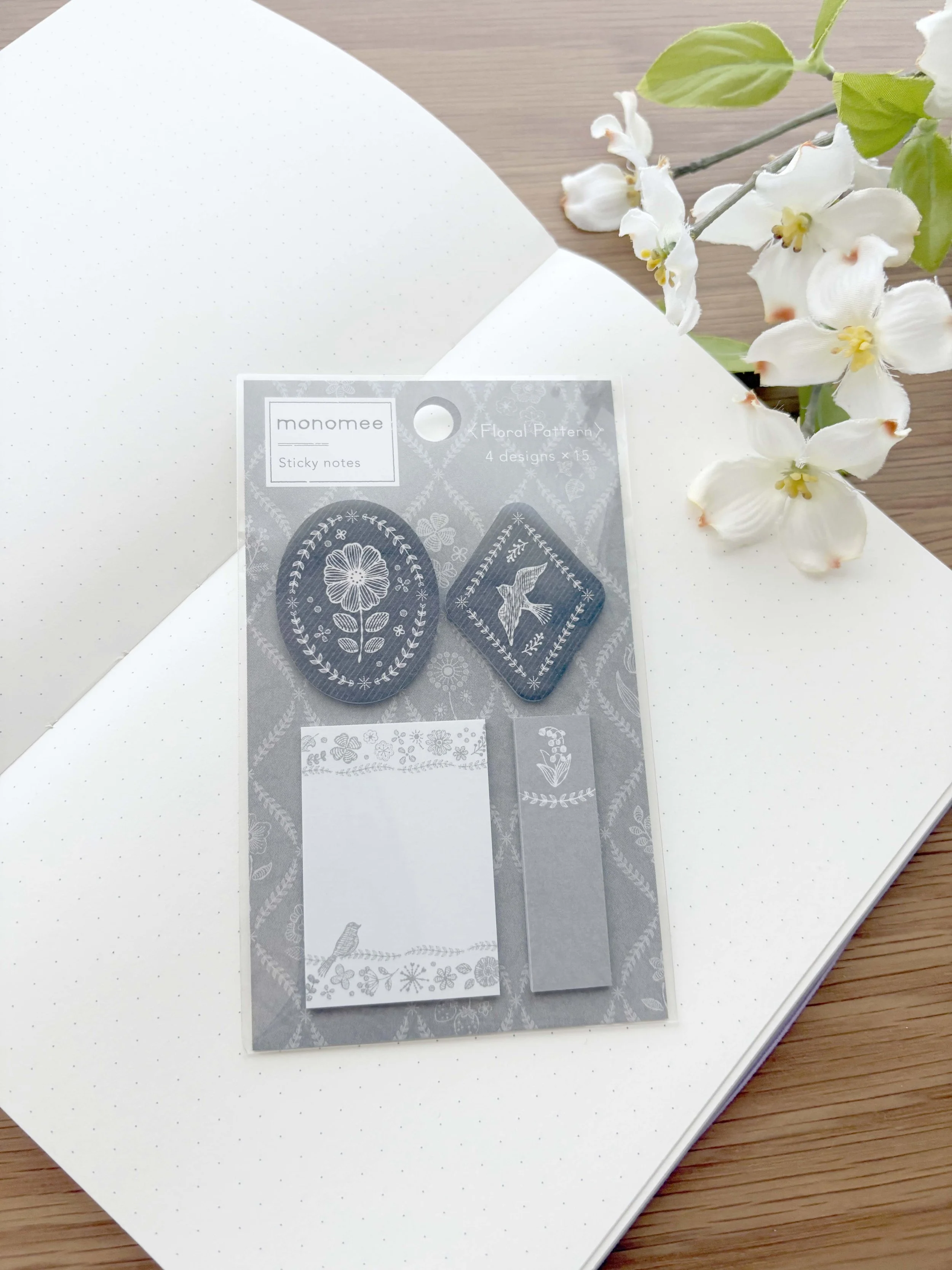 NEW Mono Tone Sticky Notes - Die-cut Vintage Florals