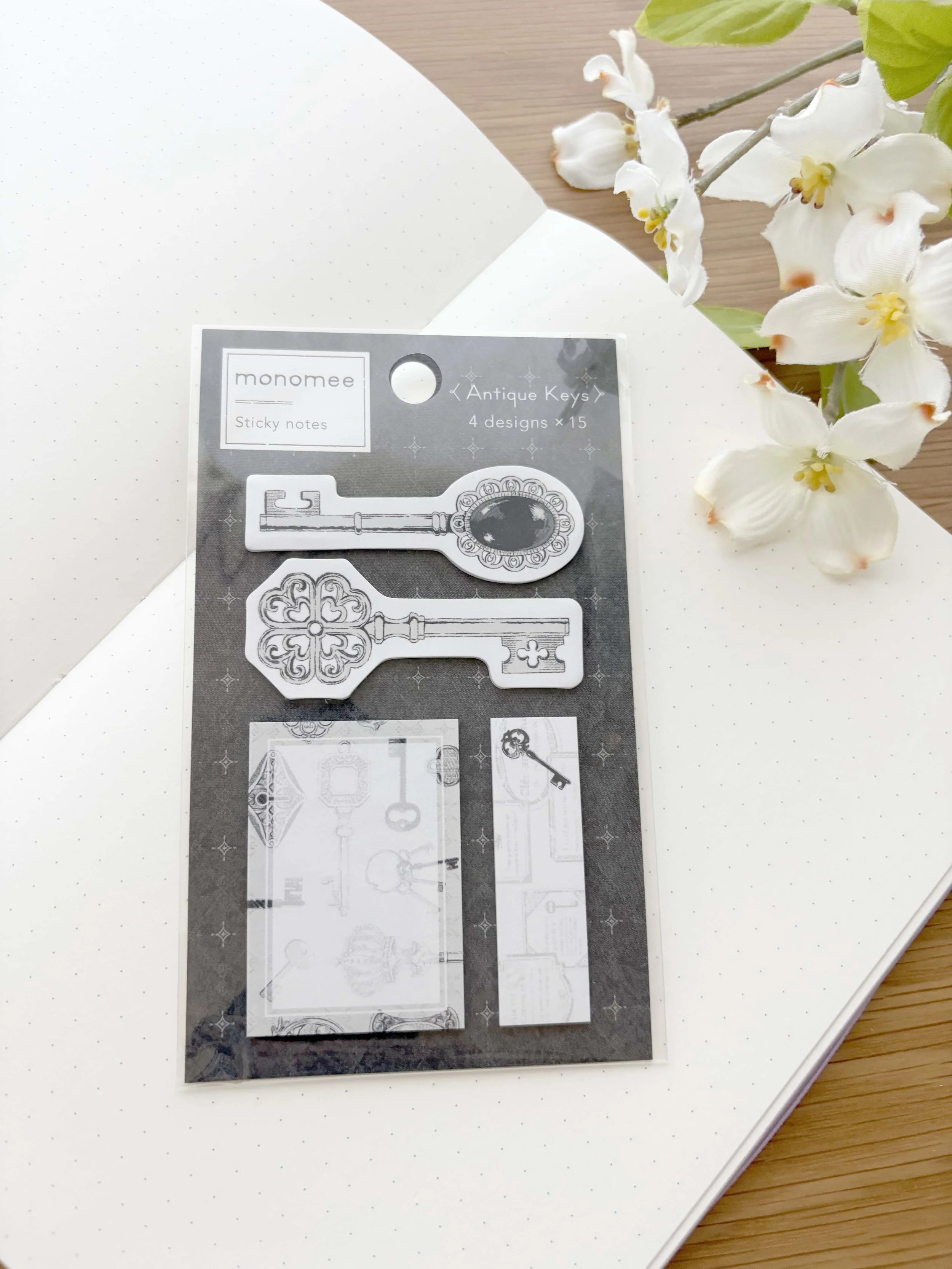 NEW Mono Tone Sticky Notes - Die-cut Antique Keys