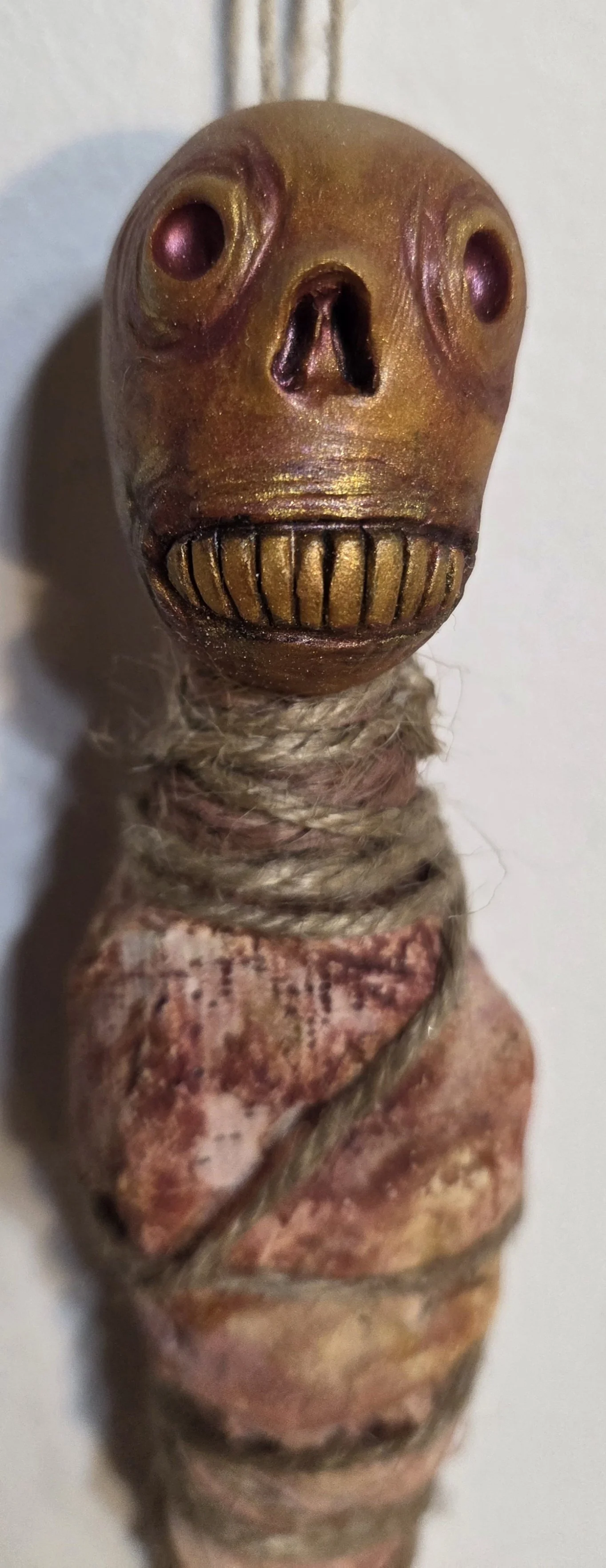 “Chrysalides” Burial Dolls
Polymer clay, plaster, paper pulp, & acrylic
9.5” tall
$55 ea.
(Detail)
Email oddmoddworks@gmail.com for Shipping Inquiries