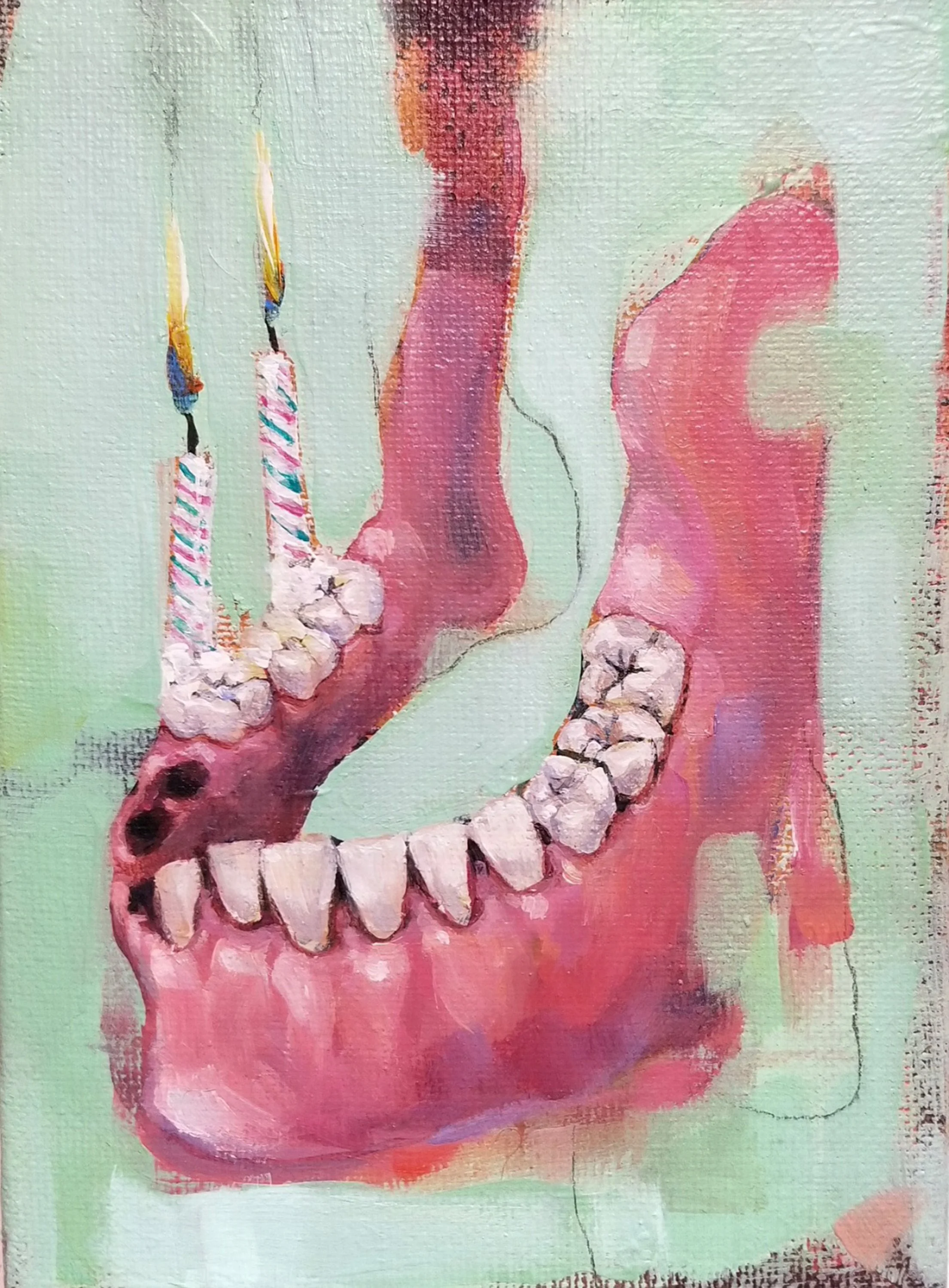 “Birthday Mouth” No.1
Acrylic & Gold leaf on canvas
7” x 5”
$150
Email oddmoddworks@gmail.com for Shipping Inquiries
