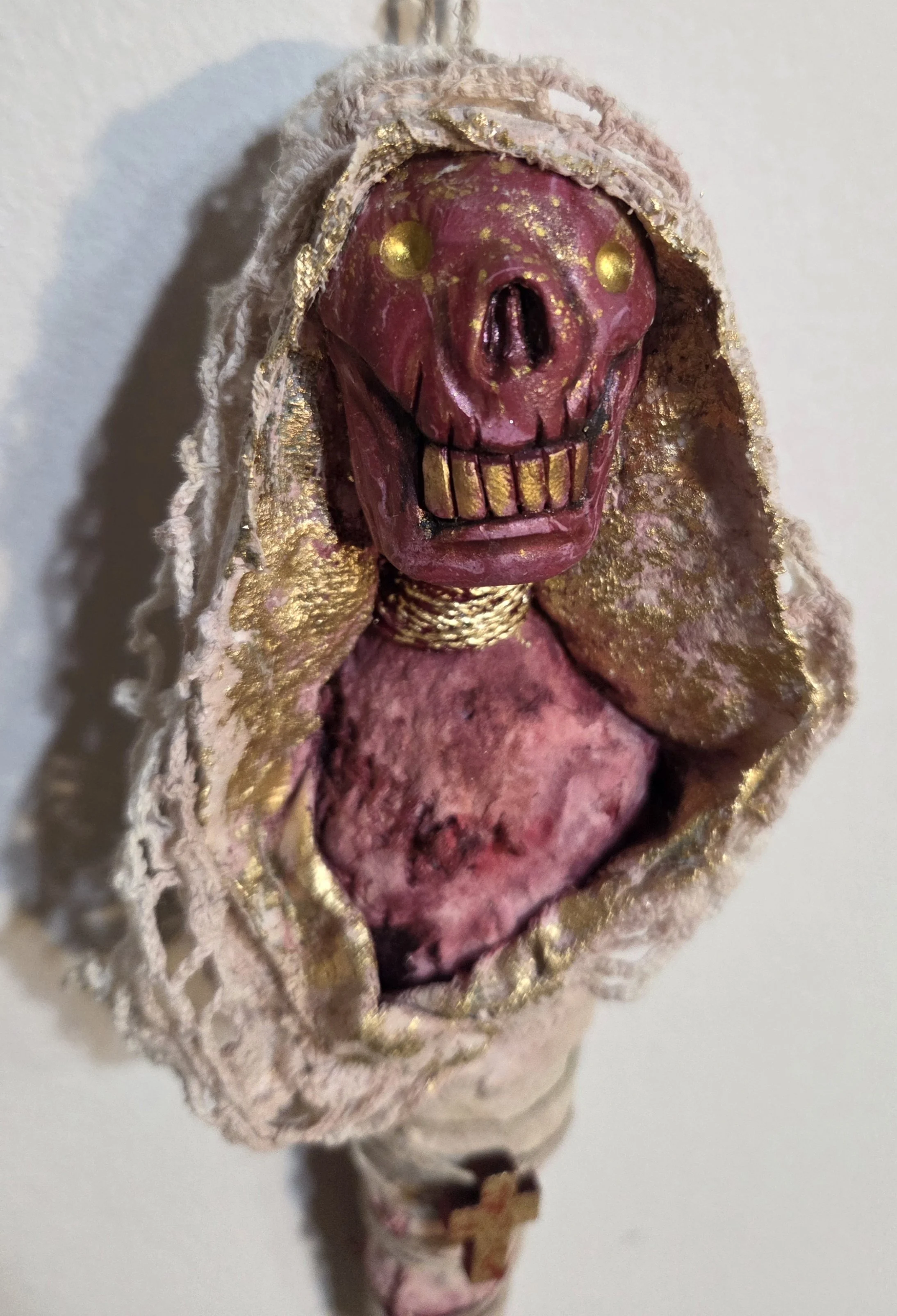 “Chrysalides” Burial Dolls
Polymer clay, plaster, paper pulp, wood, & acrylic
10” tall
$55 ea.
(Detail)
Email oddmoddworks@gmail.com for Shipping Inquiries