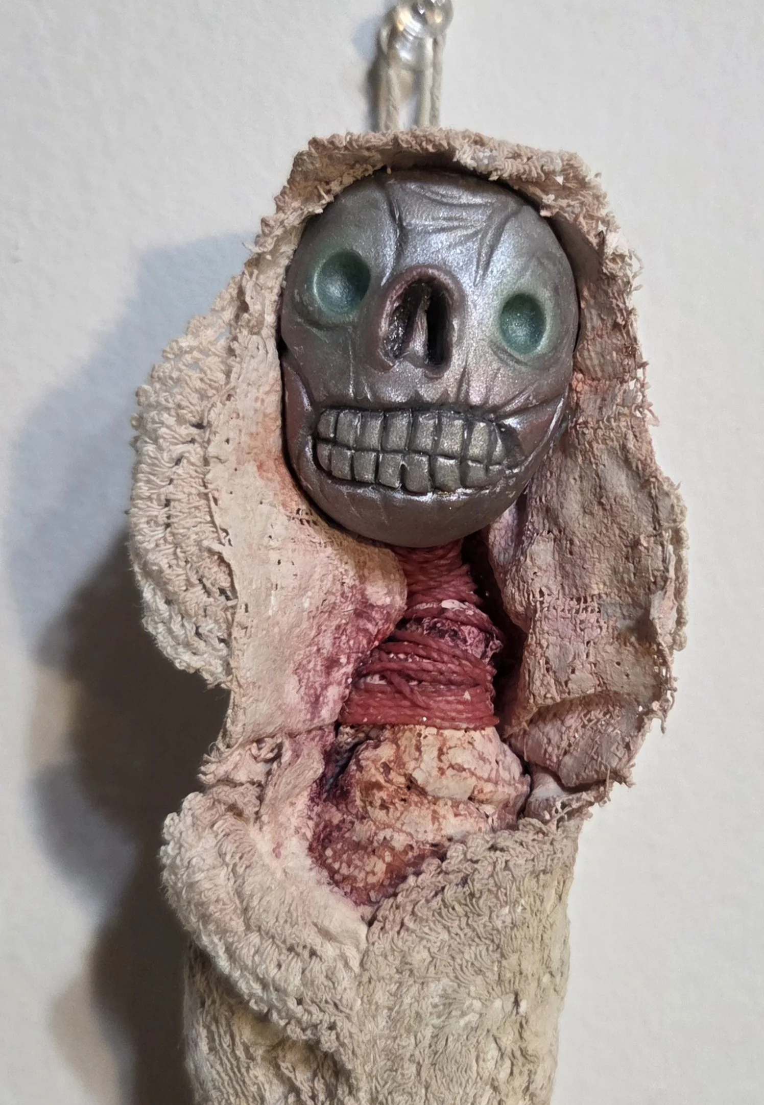 “Chrysalides” Burial Dolls
Polymer clay, plaster, paper pulp, & acrylic
9.5” tall
$55 ea.
(Detail)
Email oddmoddworks@gmail.com for Shipping Inquiries