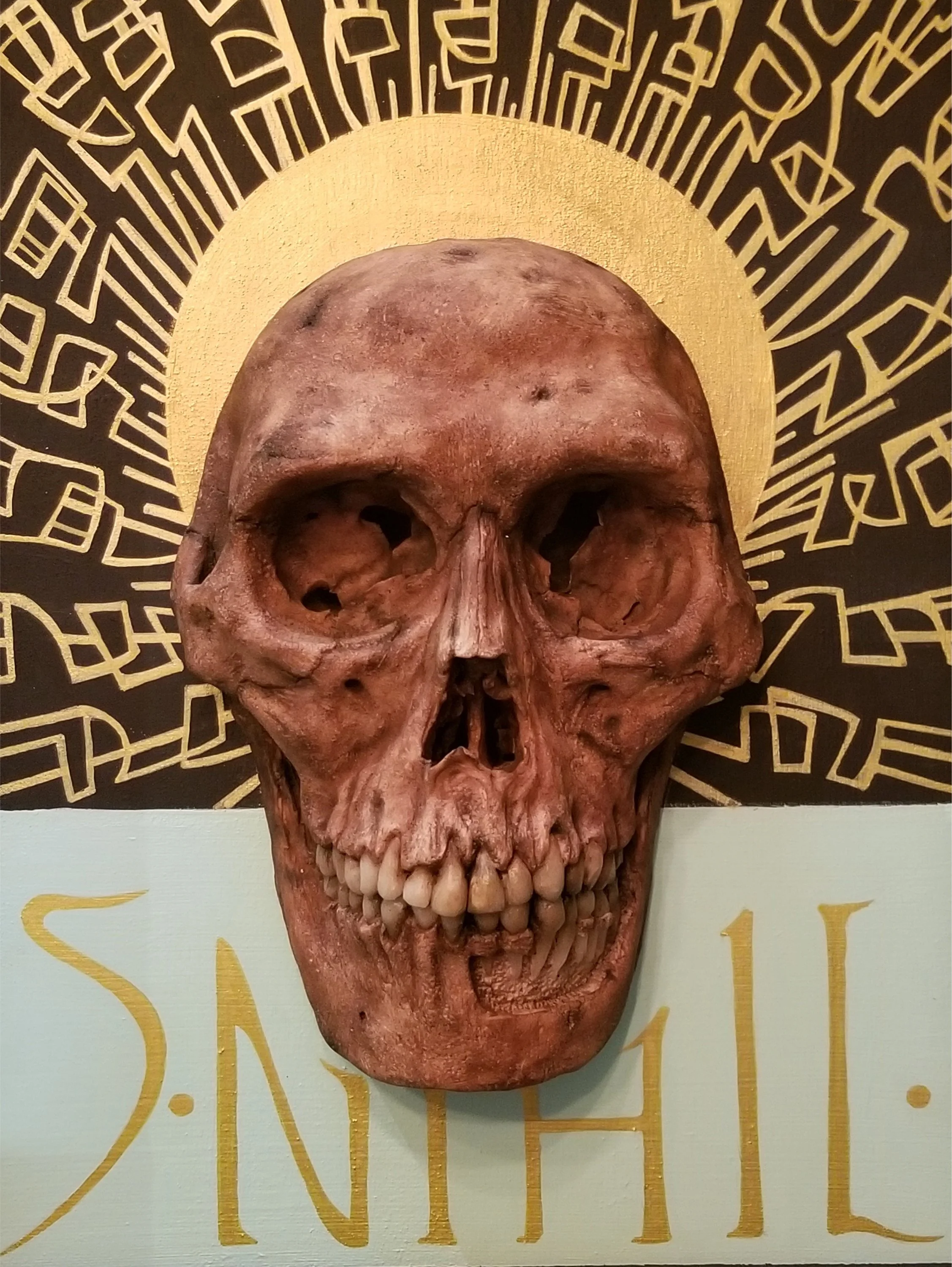 “Saint Nihil”
Polymer clay, powdered pigments, & acrylic on wood
17.5” x 20.5”
$500
(Details)
Email oddmoddworks@gmail.com for Shipping Inquiries
