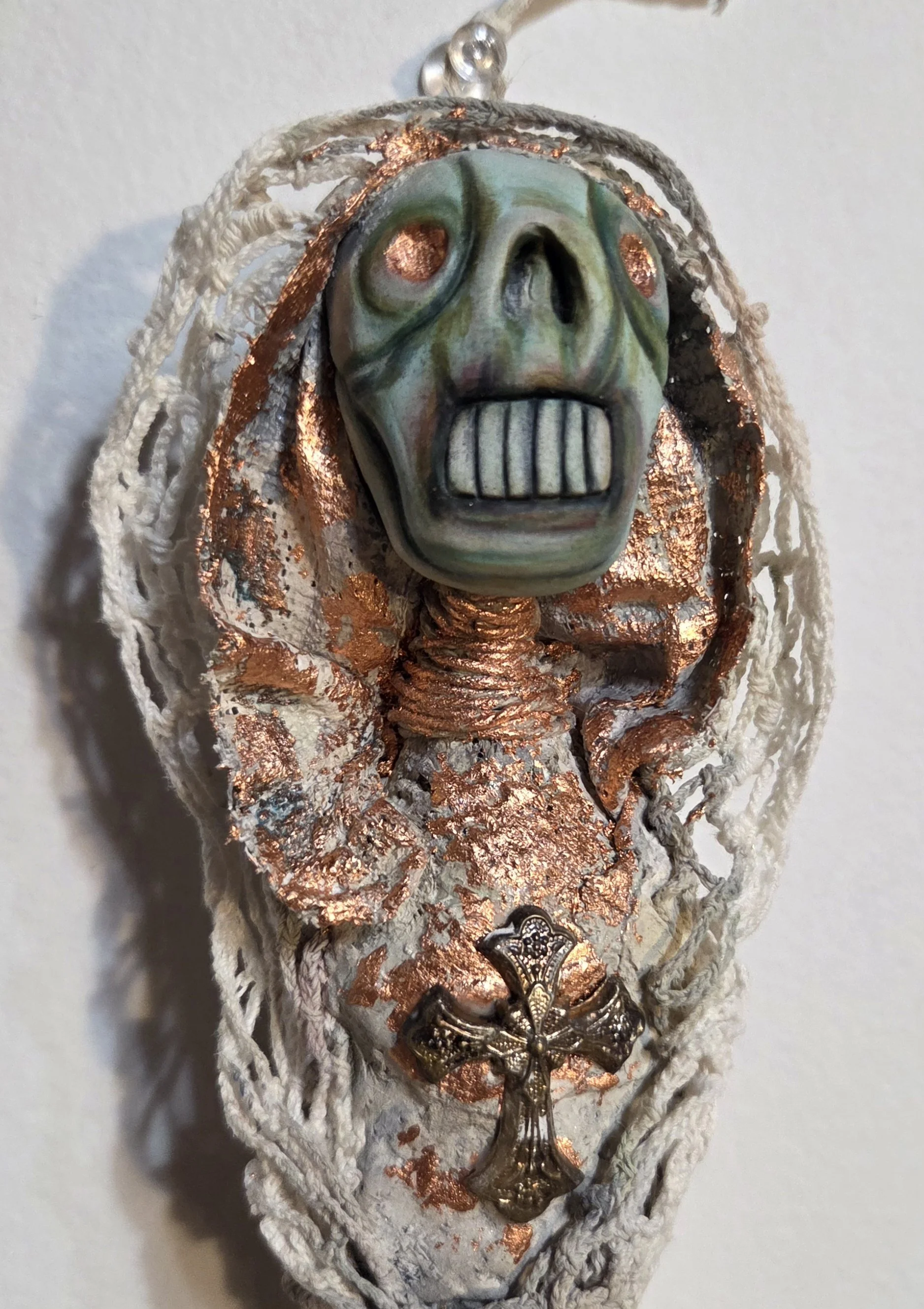 “Chrysalides” Burial Dolls
Polymer clay, plaster, paper pulp, casket hardware, & acrylic
9.5” tall
$55 ea.
(Detail)
Email oddmoddworks@gmail.com for Shipping Inquiries