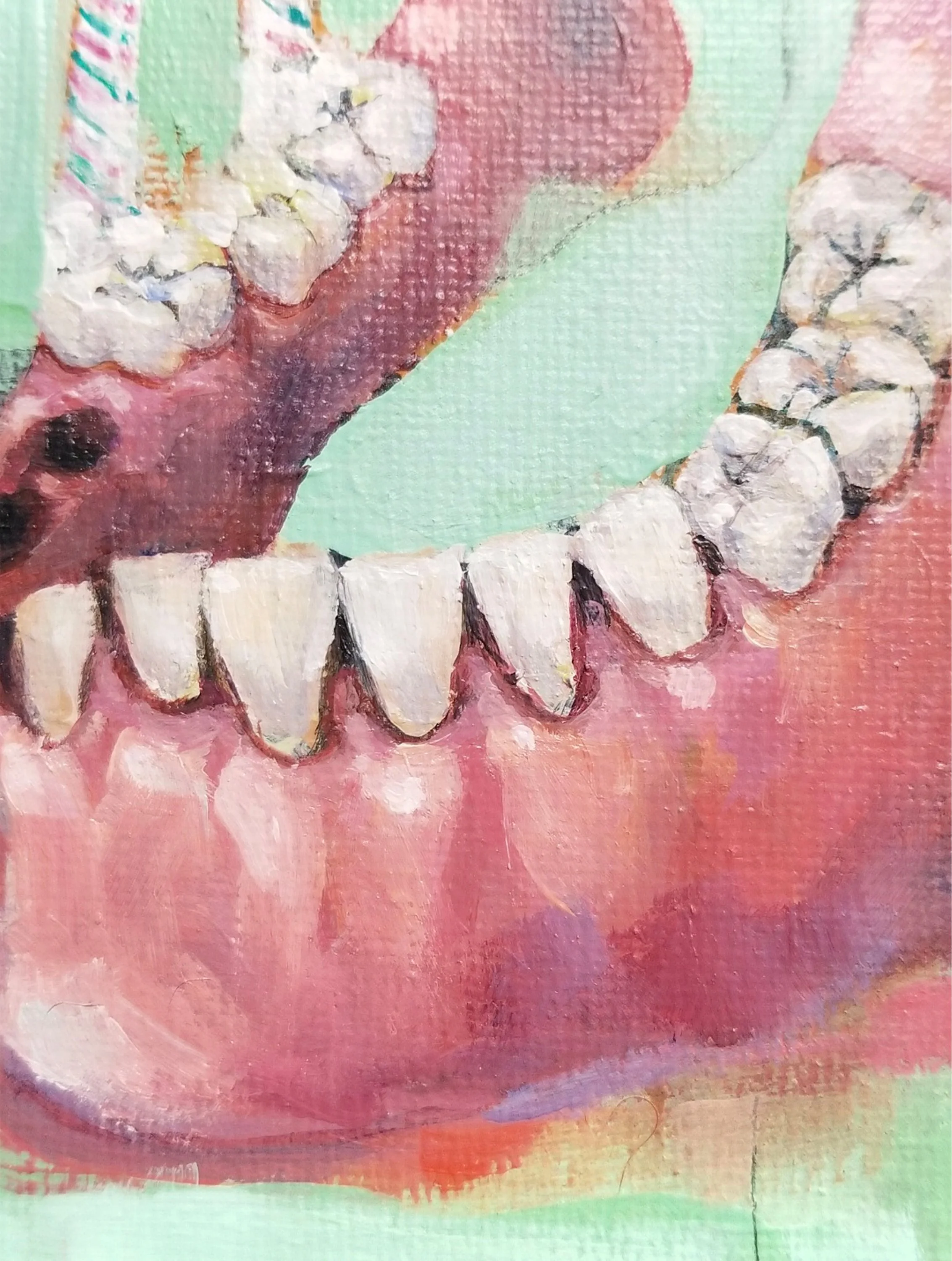 “Birthday Mouth” No.1
Acrylic & Gold leaf on canvas
7” x 5”
$150
(Details)
Email oddmoddworks@gmail.com for Shipping Inquiries
