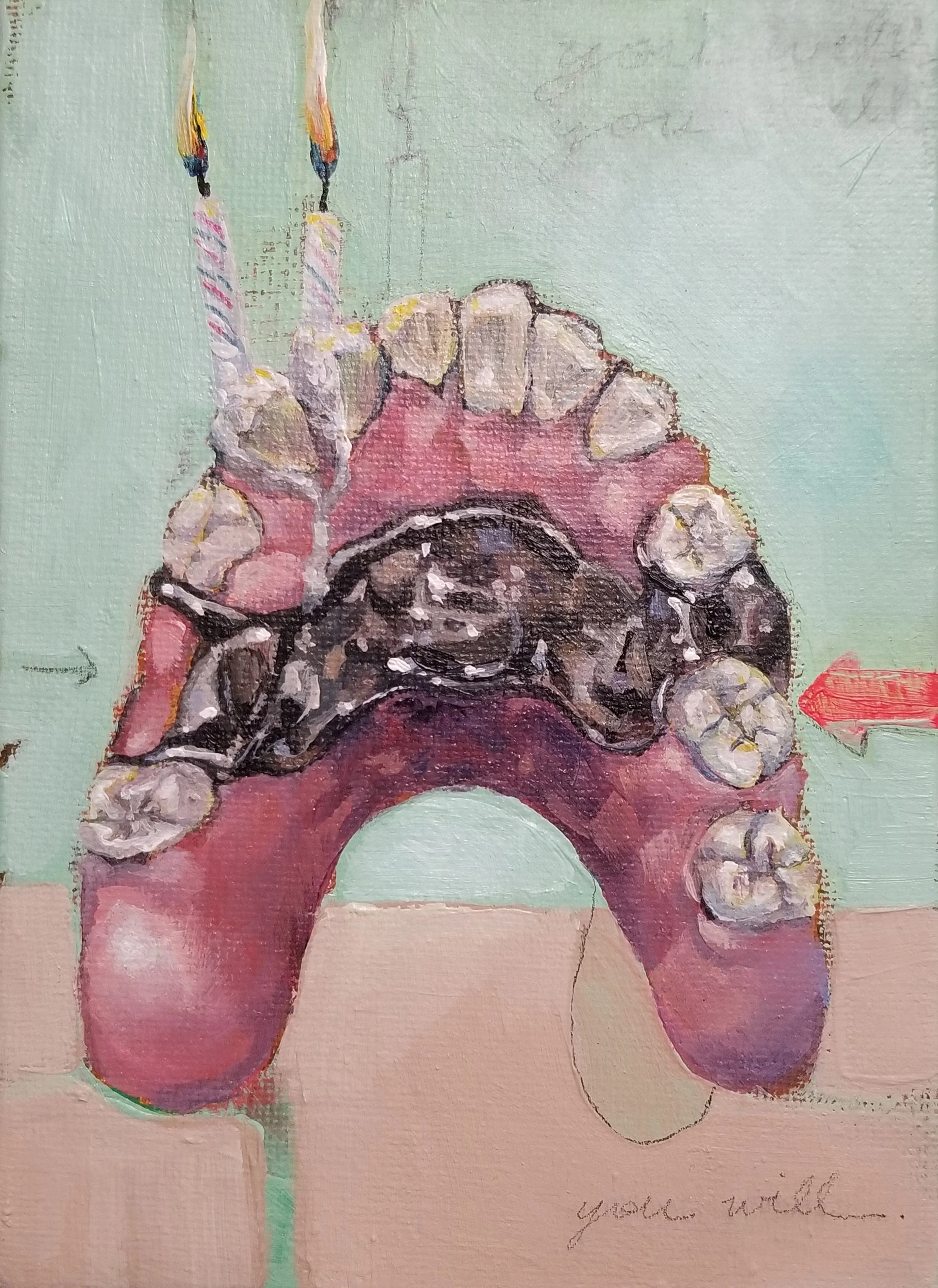 “Birthday Mouth” No.2
Acrylic & Gold leaf on canvas
7” x 5”
$150
Email oddmoddworks@gmail.com for Shipping Inquiries
