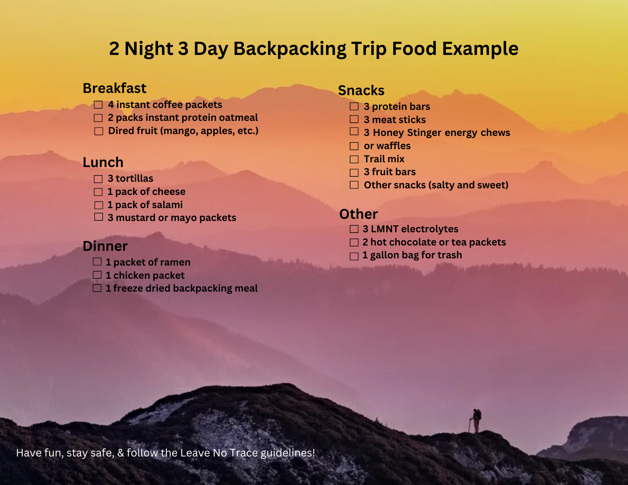 What to Eat Backpacking: Complete Food List and Meal Plan — Backhacker Babe