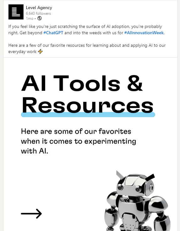 AI linkedin post Level Agency - Kristen Lucero Professional Portfolio.png