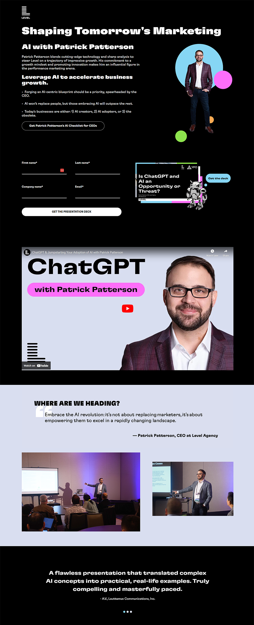 Level Agency Patrick Patterson Landing Page - Kristen Lucero Professional Portfolio.png