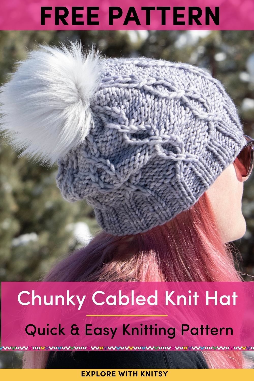 American Girl Hat (free knit chunky cable hat pattern) — Explore with Knitsy