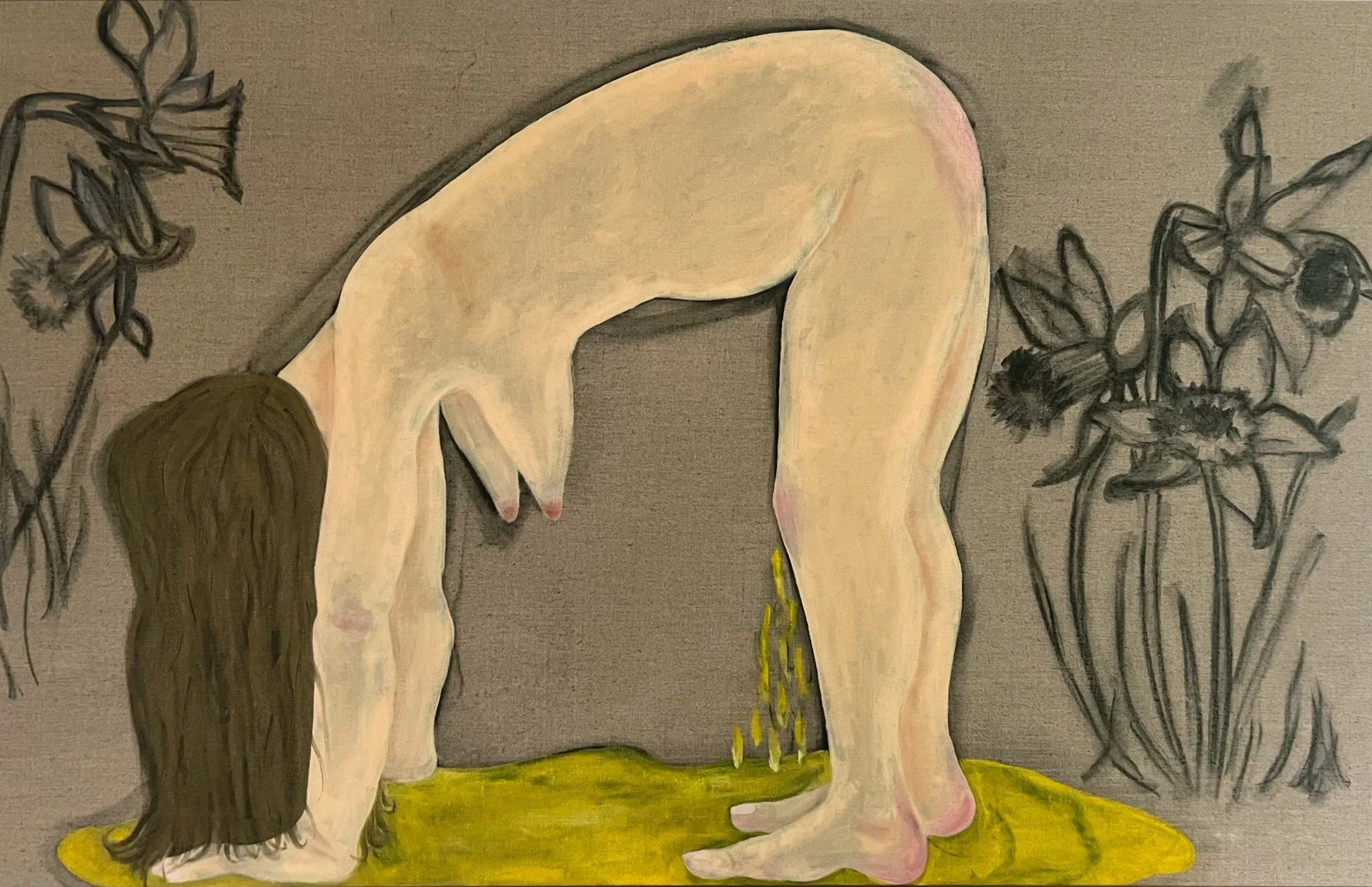 Clumping Narcissus, 2025
Oil and charcoal on linen
120 x 76cm
