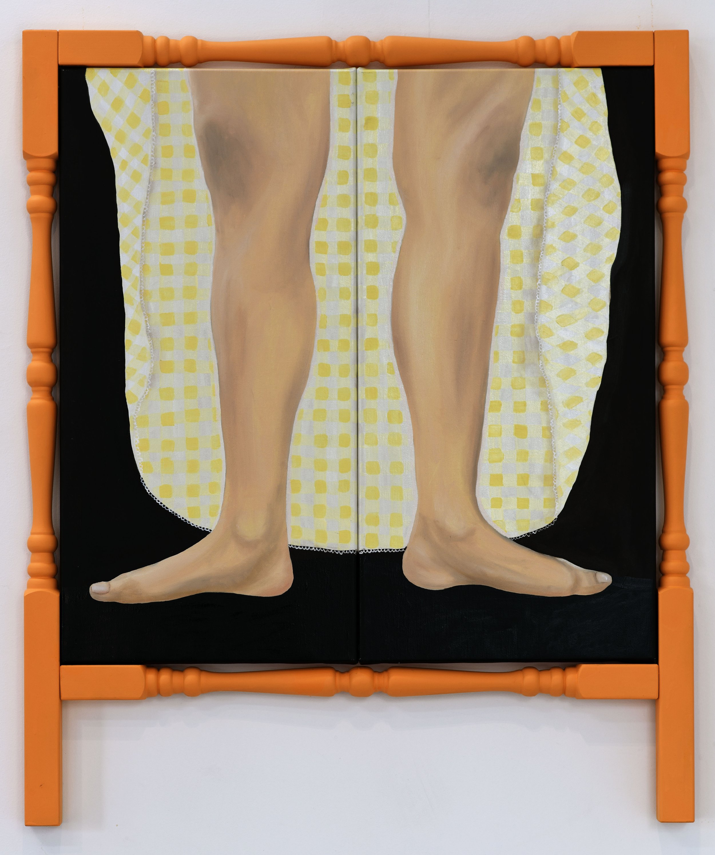 When they cometh, thy better run away, 2023		
Oil on canvas in artist made frame, wax candles
97x80cm
