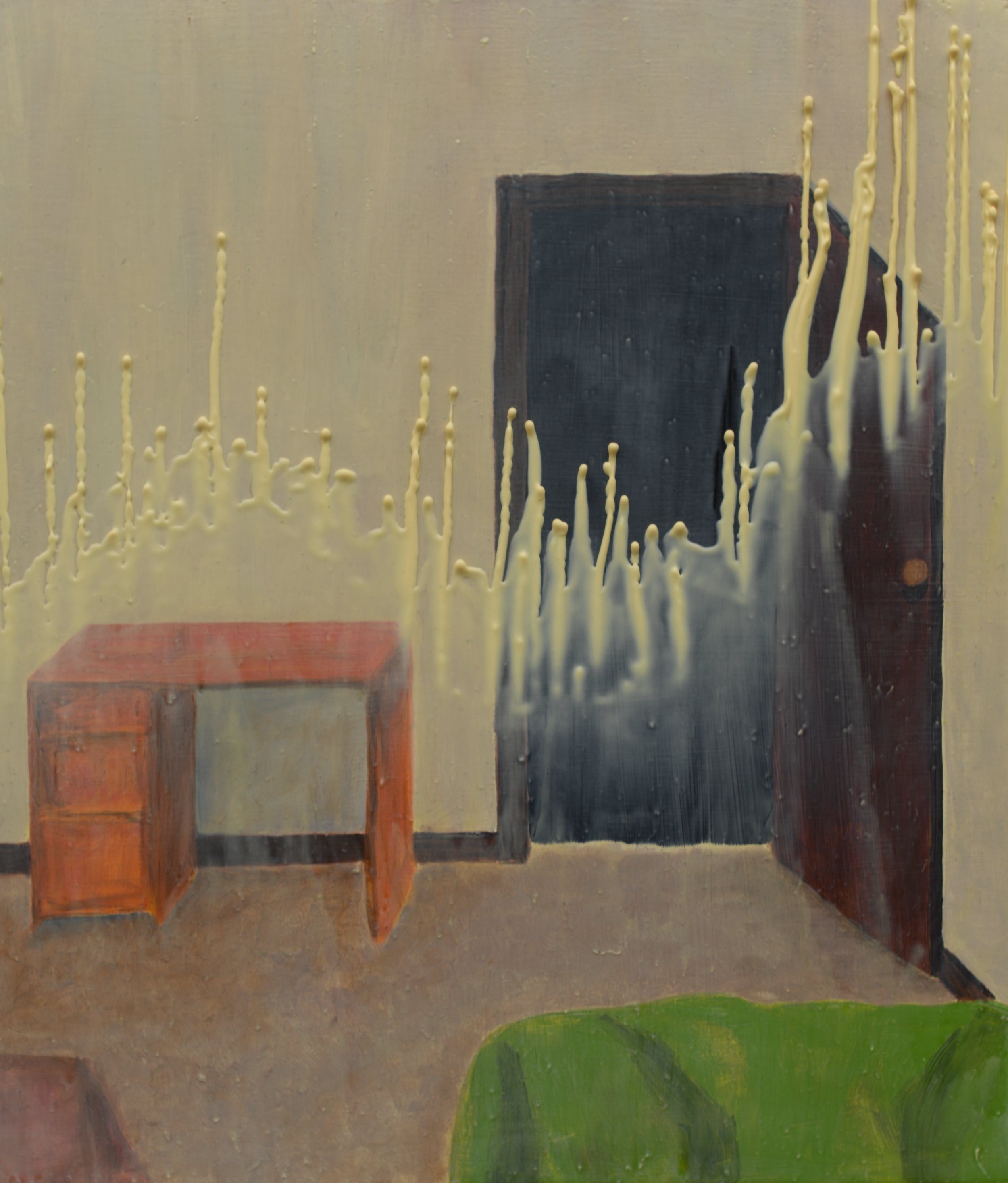 Yeah look, that was pretty much my recollection too, 2022 
Oil and encaustic paint on board
35x40cm
