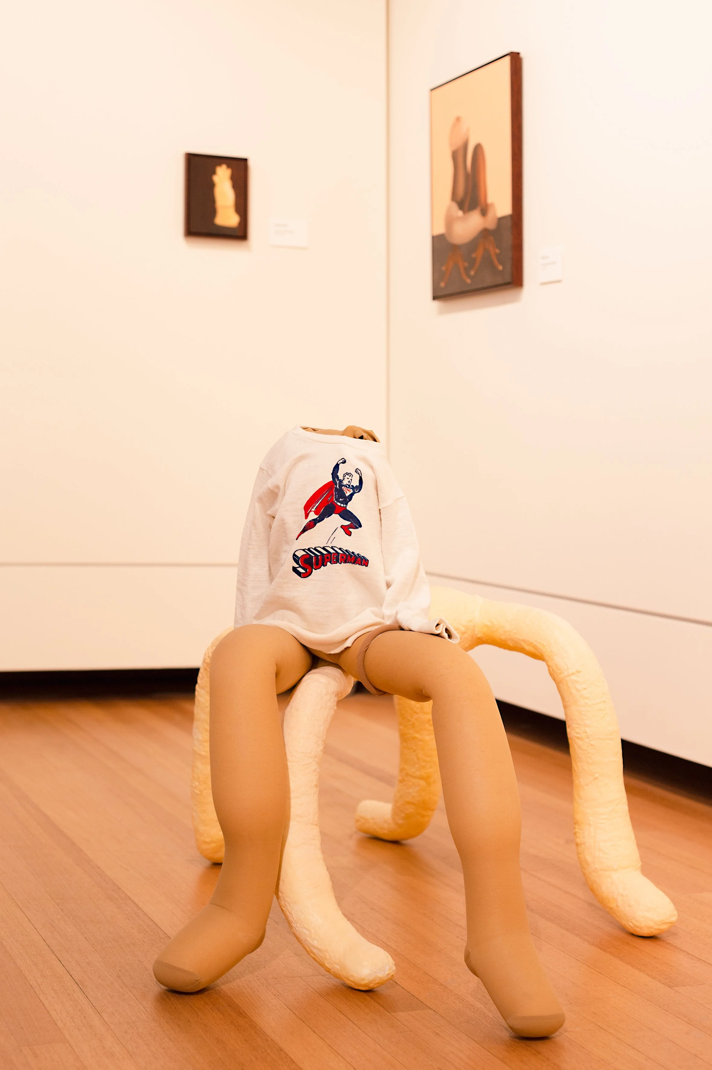 It’s Just Super, 2022	
Found clothing, foam, nylon pantyhose,
Plaster, encaustic paint
100 x 100 x 80cm

