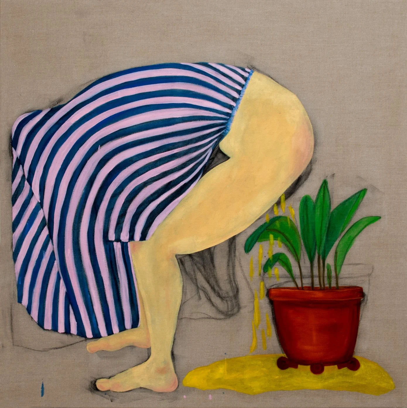 Keeping the Aspidistra thriving, 2025
Oil and charcoal on linen
120 x 120cm
SOLD
pic by Hanako Muller