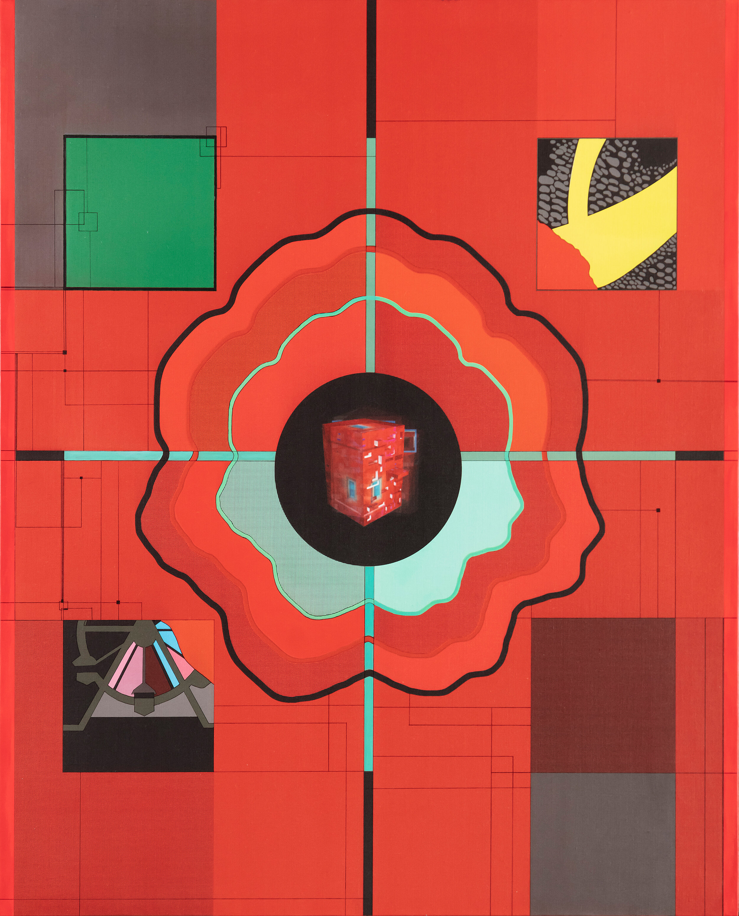 사각심장의 사랑_1, 2020, Mixed media, 162x130.3cm