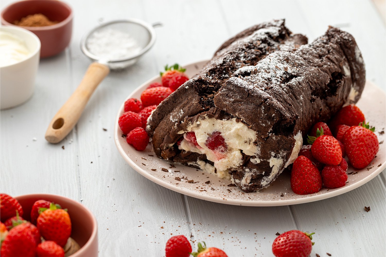 Low FODMAP & GF Sqidgey Chocolate Roulade with Berries