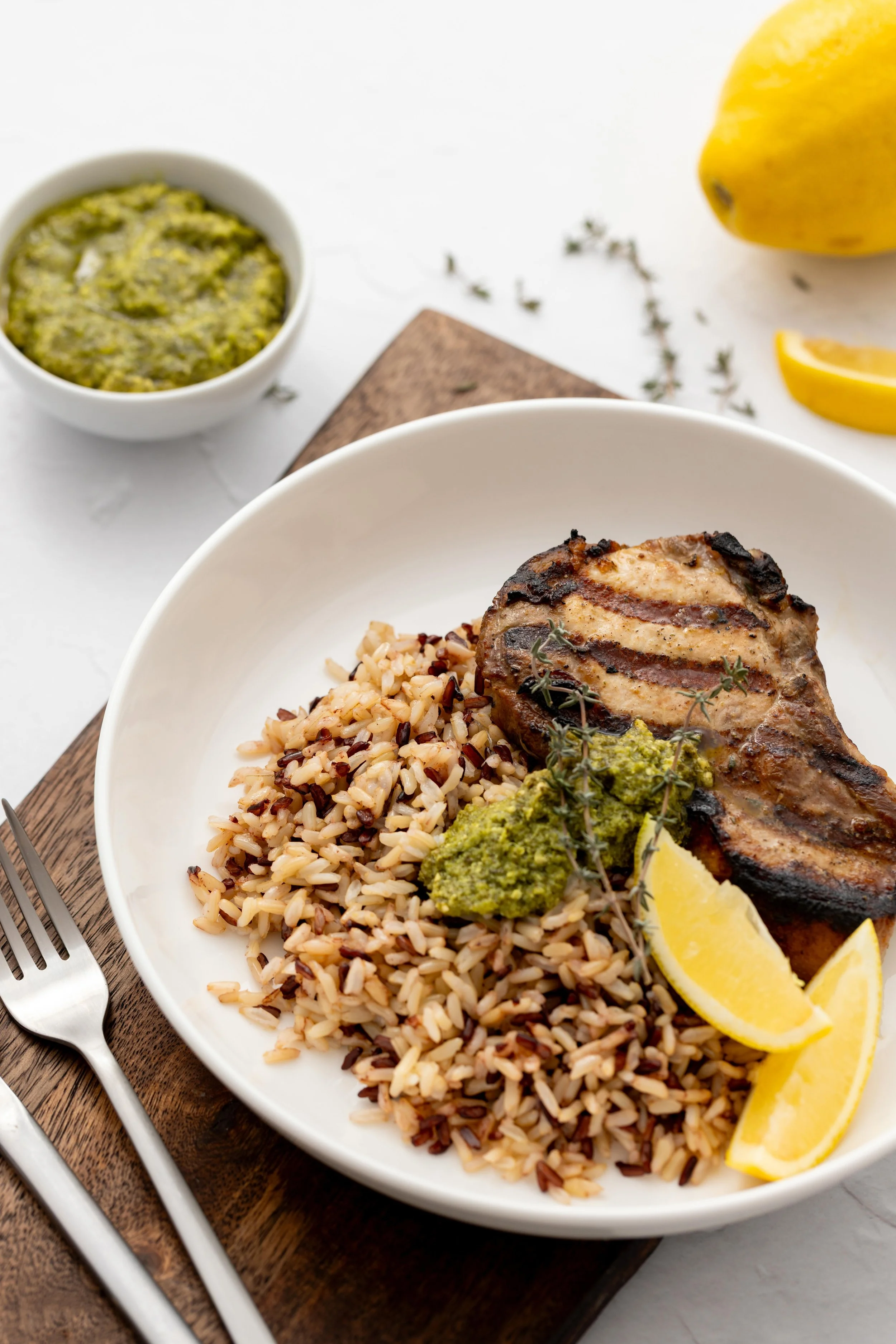Pork & pesto low fodmap chops
