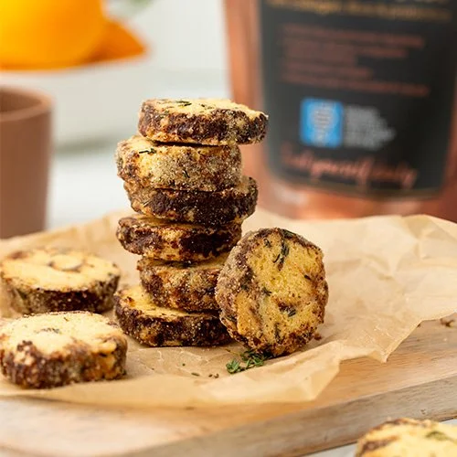 Thyme, orange and chocolate shortbread