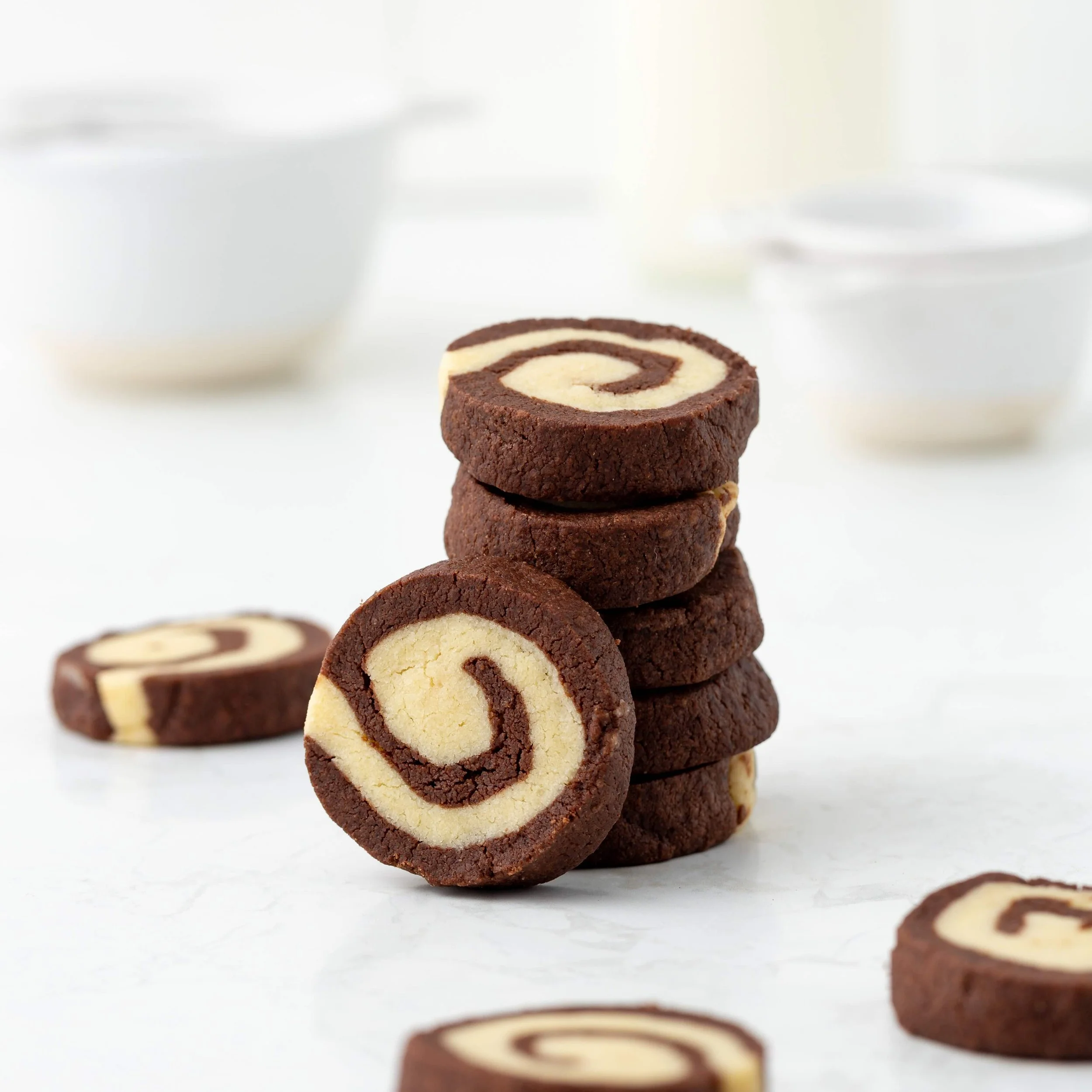 Chocolate shortbread spiral cookies