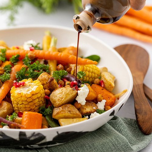 Low FODMAP Roast Veggie &amp; Chickpea Salad