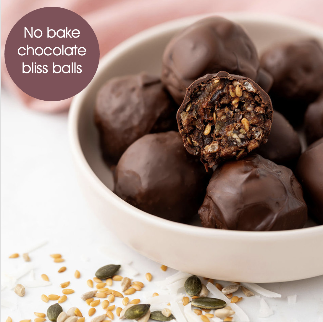 No bake Low FODMAP chocolate bliss balls easy gut-friendly snacks
