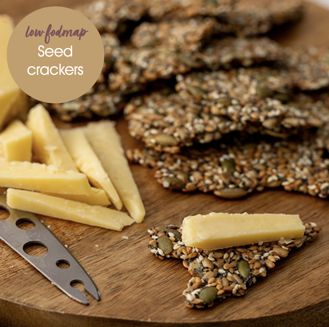 High fibre Low FODMAP seeded crackers with cheese