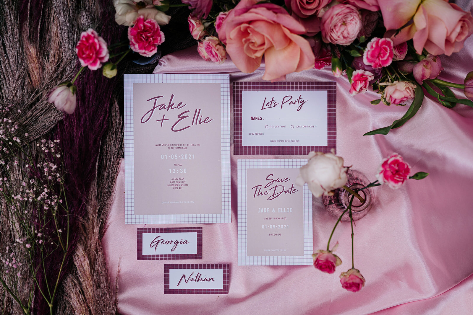 pink wedding stationery suite