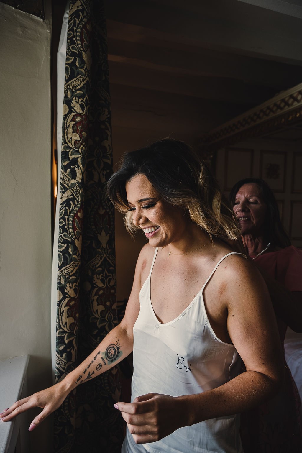 smiling bride on her wedding morning