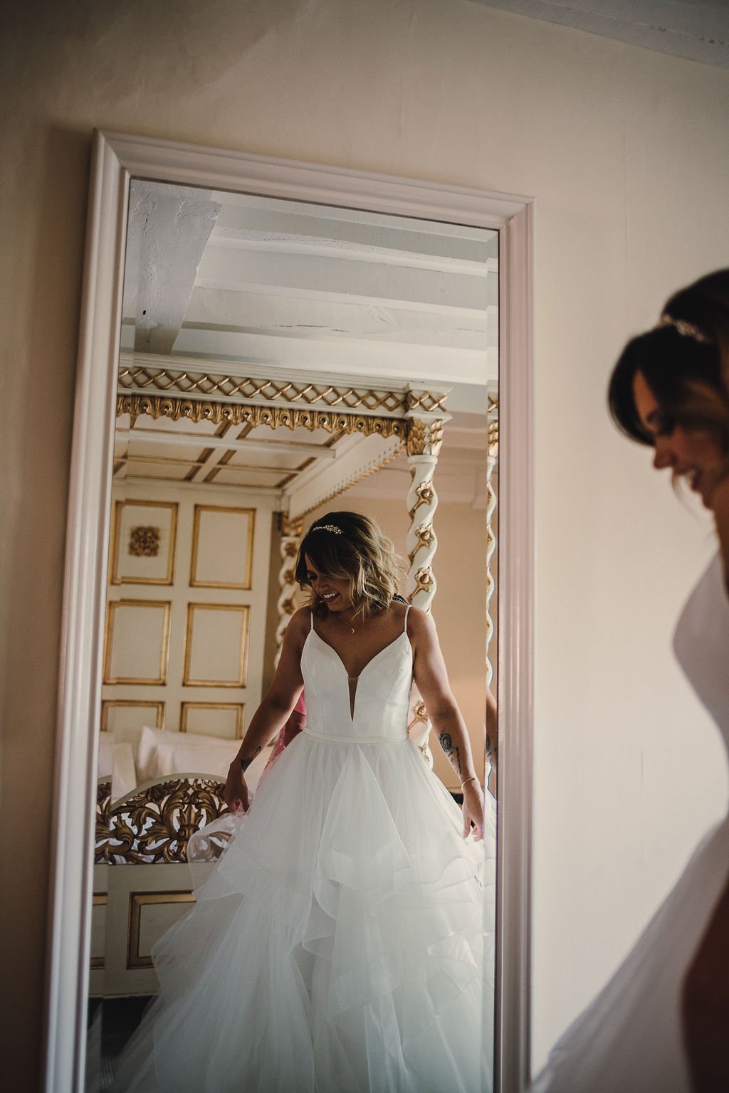 a bridal portrait in the mirror