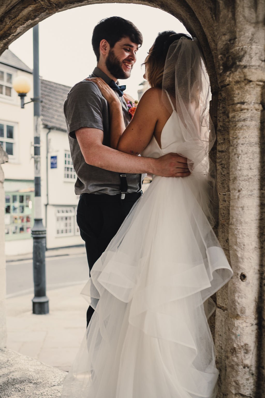 a bride and groom portrait