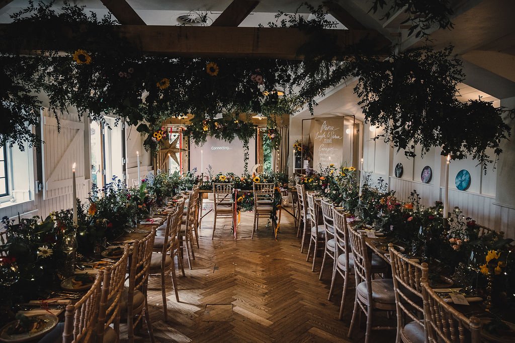 foliage heavy wedding decor 