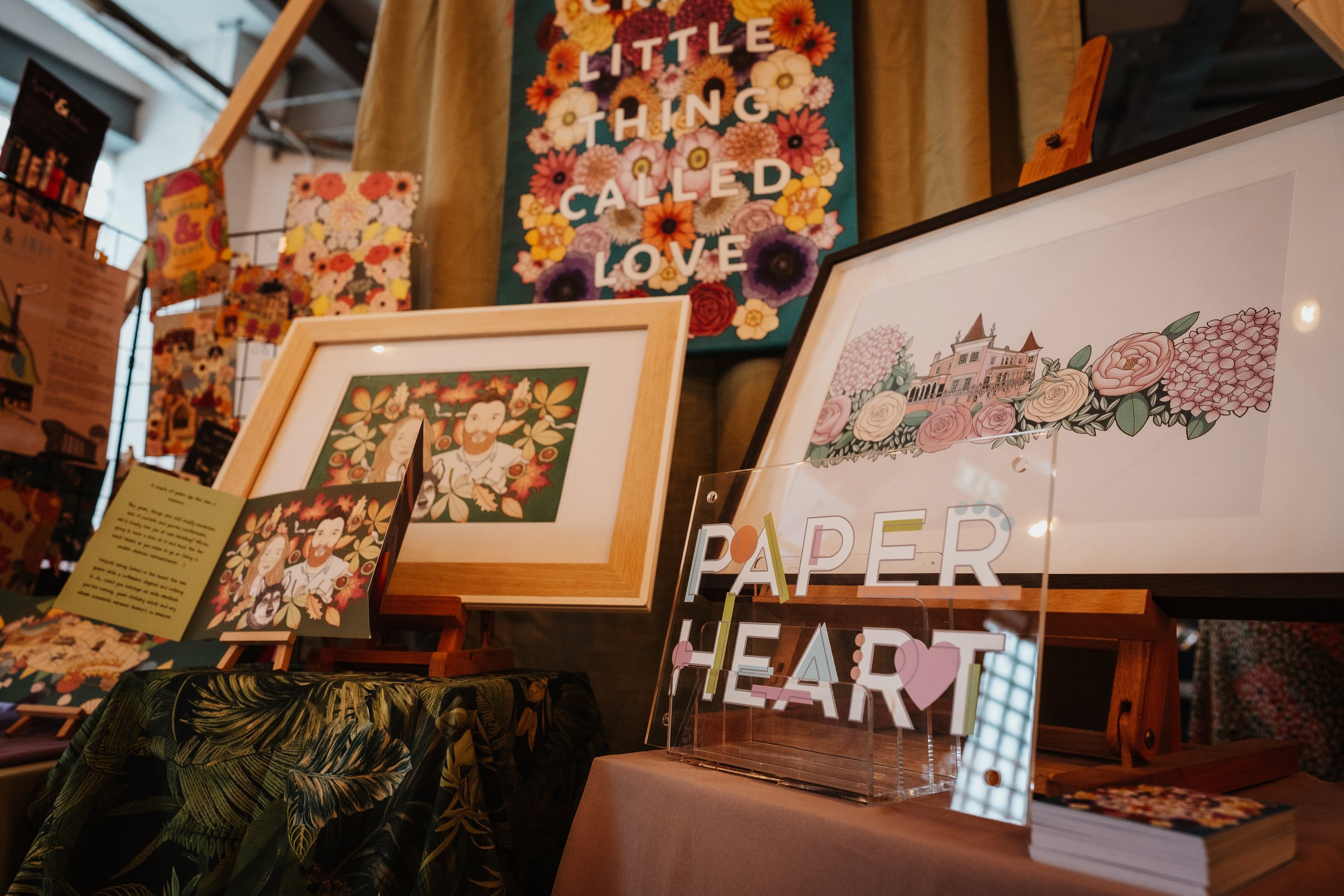  A selection of colourful illustrations by Paper Heart Stationery at The Un-Wedding Show Sheffield. 