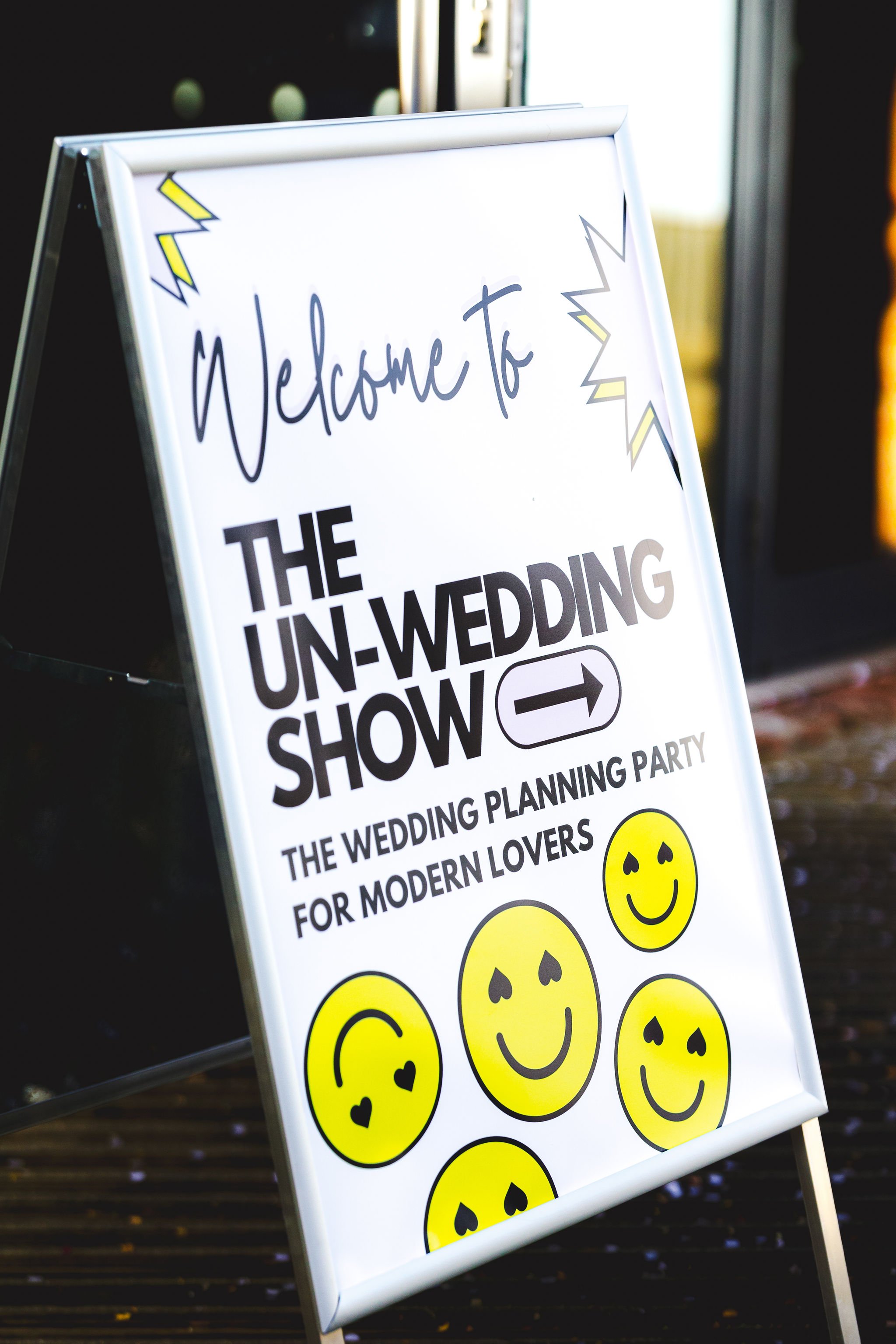  The Un-Wedding show sign outside Paintworks wedding venue. 