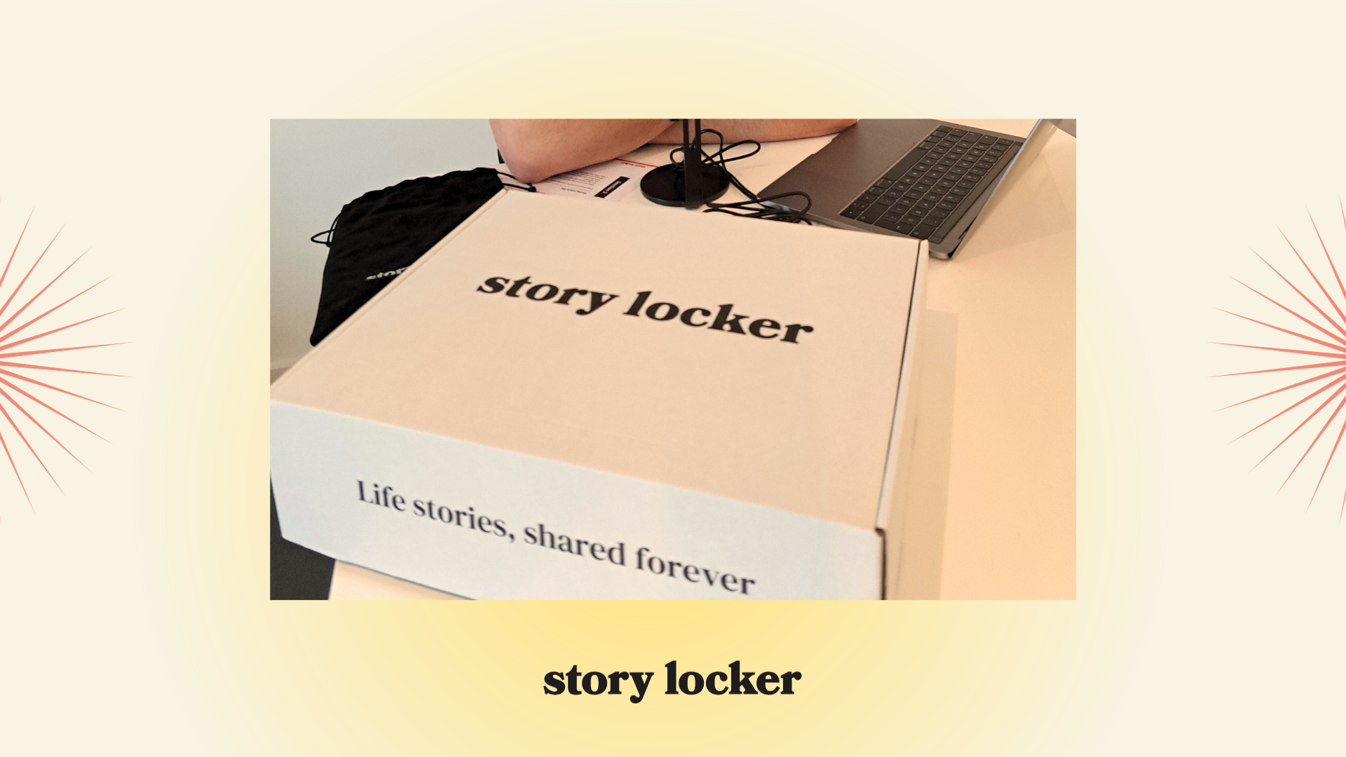  Beautiful STORY LOCKER packaging that the modern personalised podcast arrives in. 