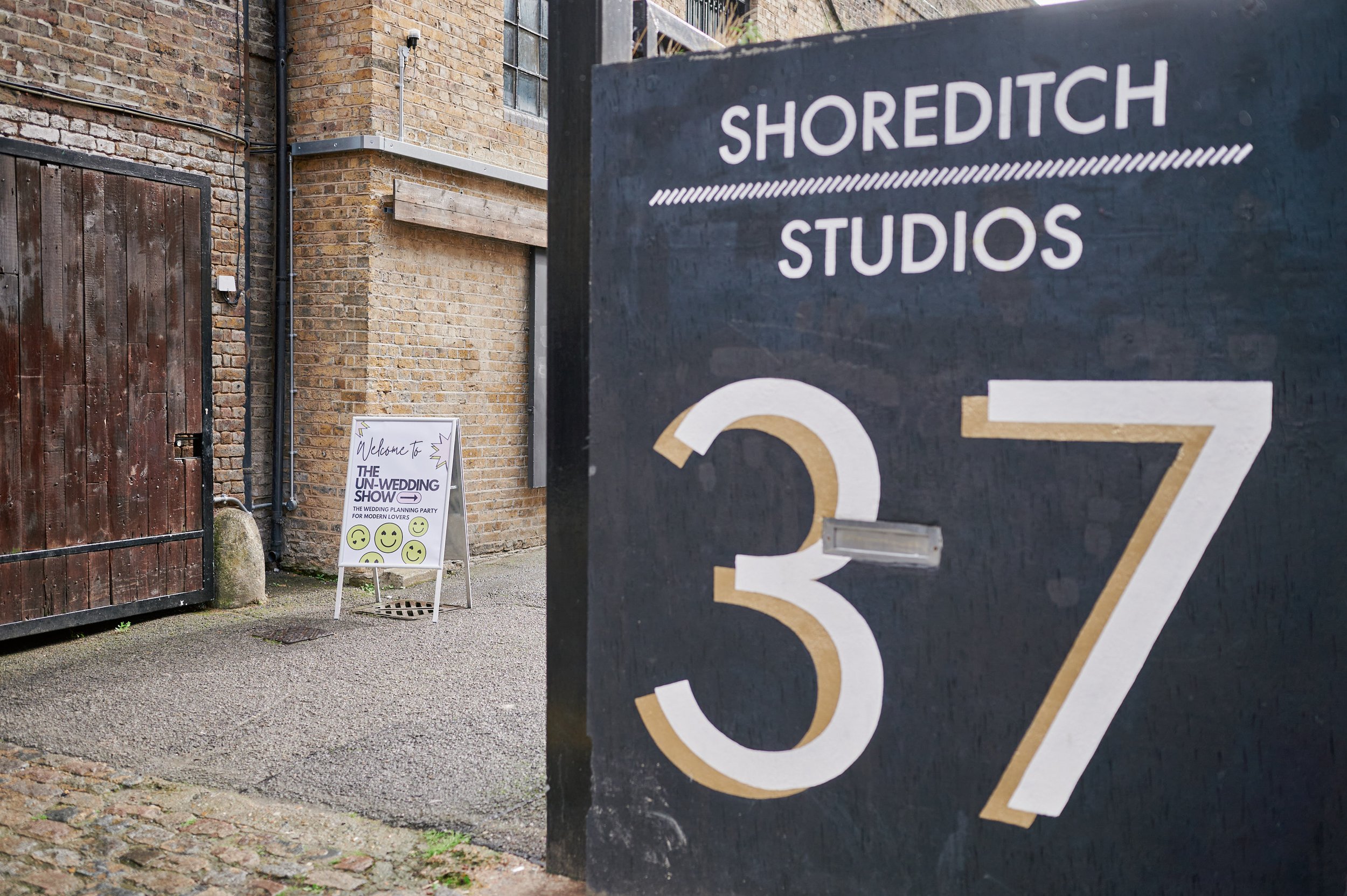  The entrance to 37 Bateman’s Row, Shoreditch Studios. There is a giant 37 painted on a black gate. 