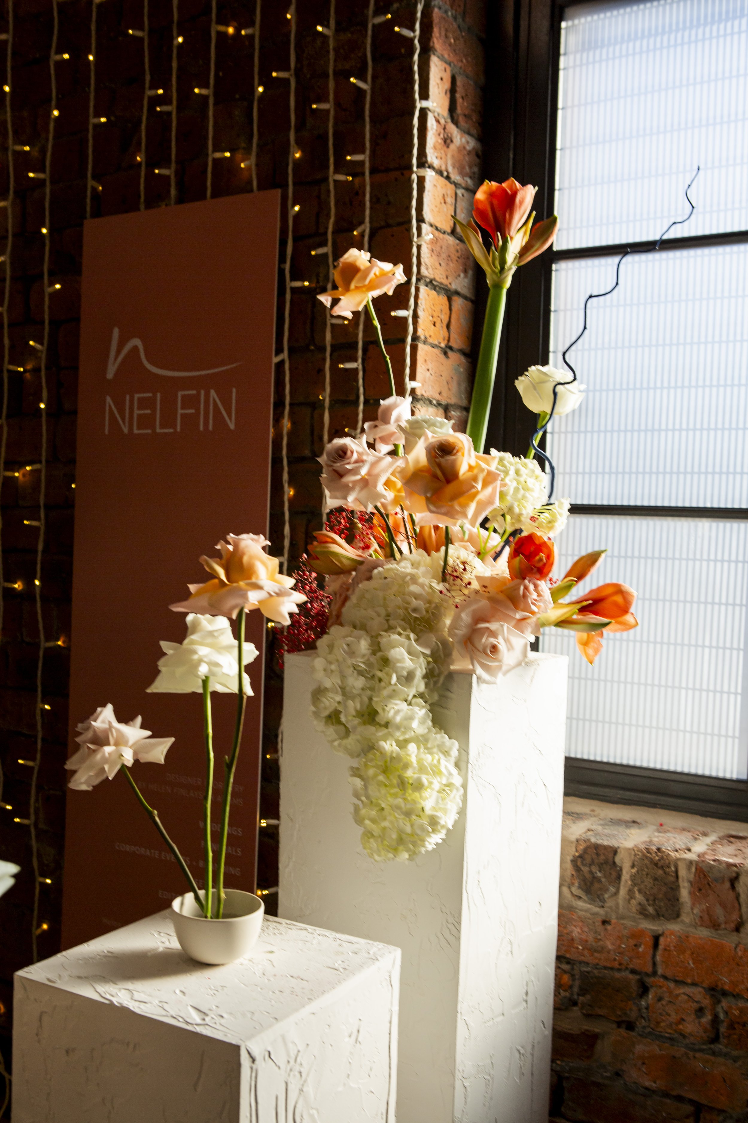  Incredible wedding florals displayed by NELFIN STUDIO at their stand at The Engine Works in Glasgow, for The Un-Wedding Show Scotland. 