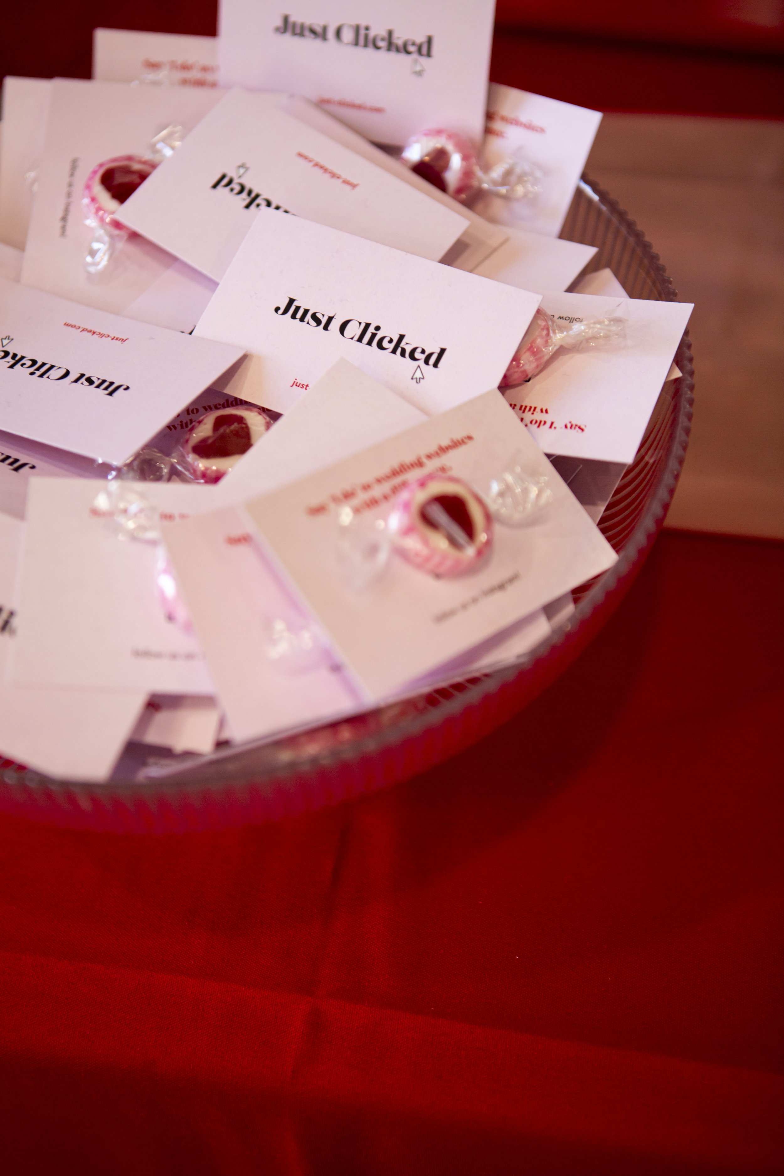  A bowl of perfectly packaged sweets which were being given away at JUST CLICKED stand at The Un-Wedding Show Scotland. 