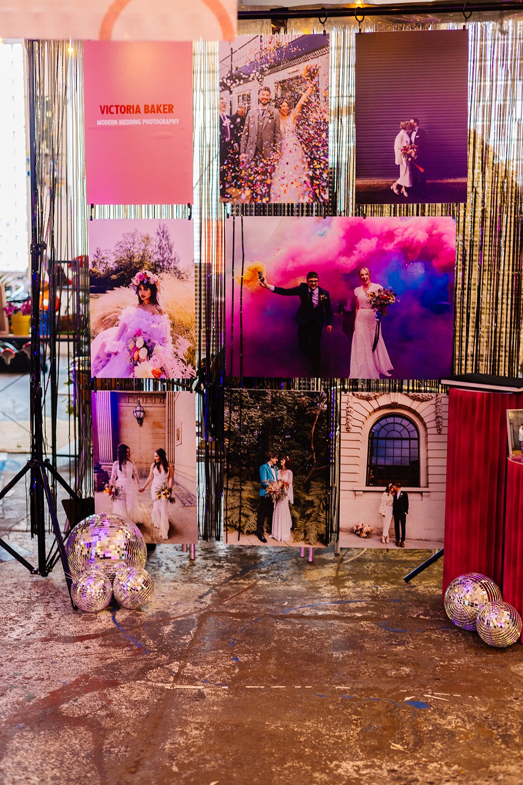  A colourful photography stand at an alternative wedding fair. 