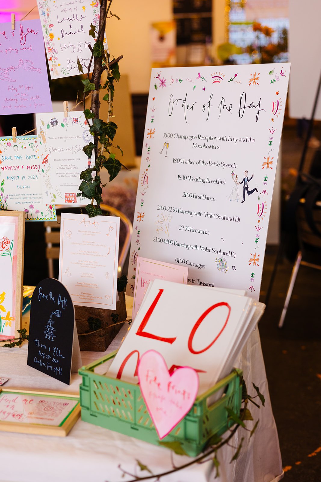  Hand illustrated wedding stationery at a Sheffield wedding fair. 