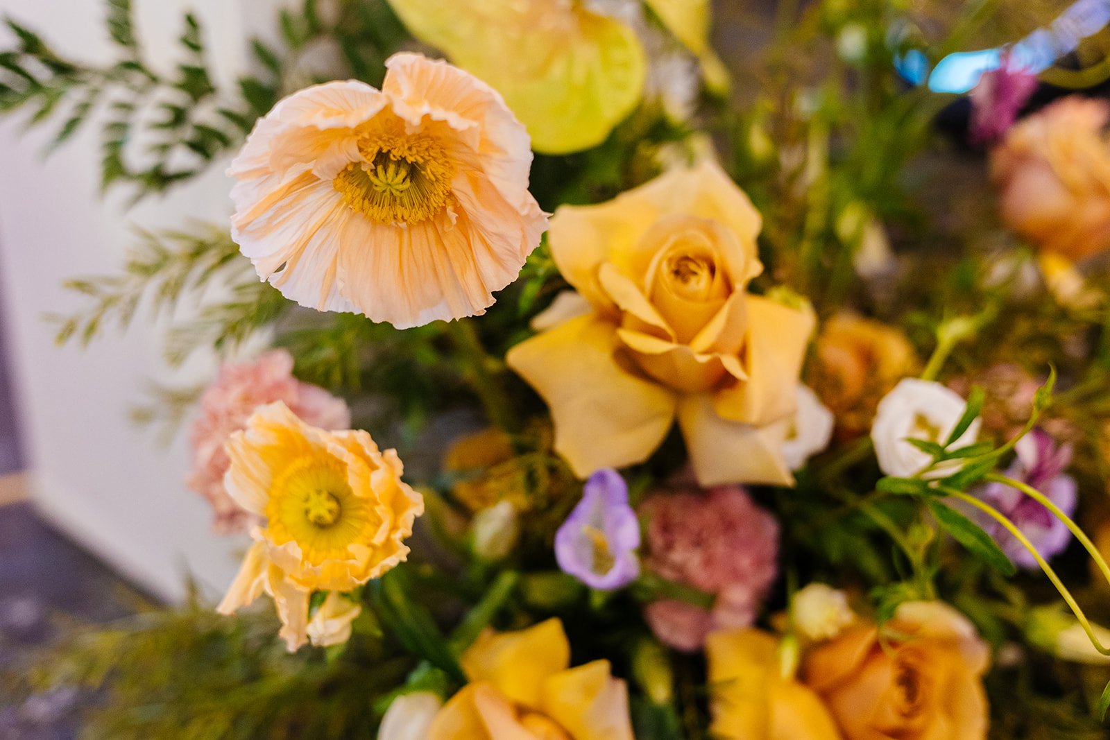  A close up of some modern wedding flowers including Icelandic Poppies. 