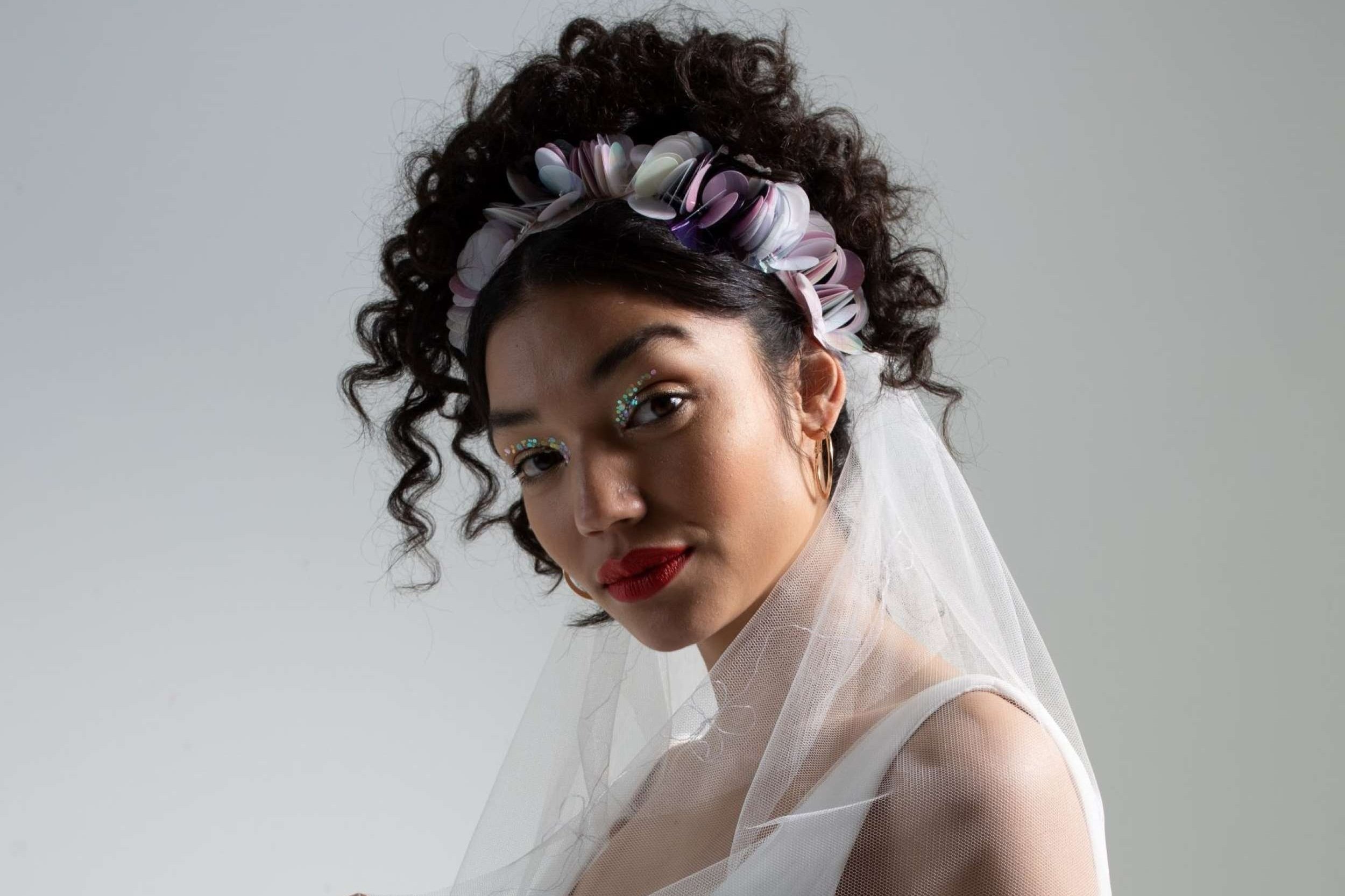 Embellished, hand-embroidered floral wedding veil-Claude Bridal Studio