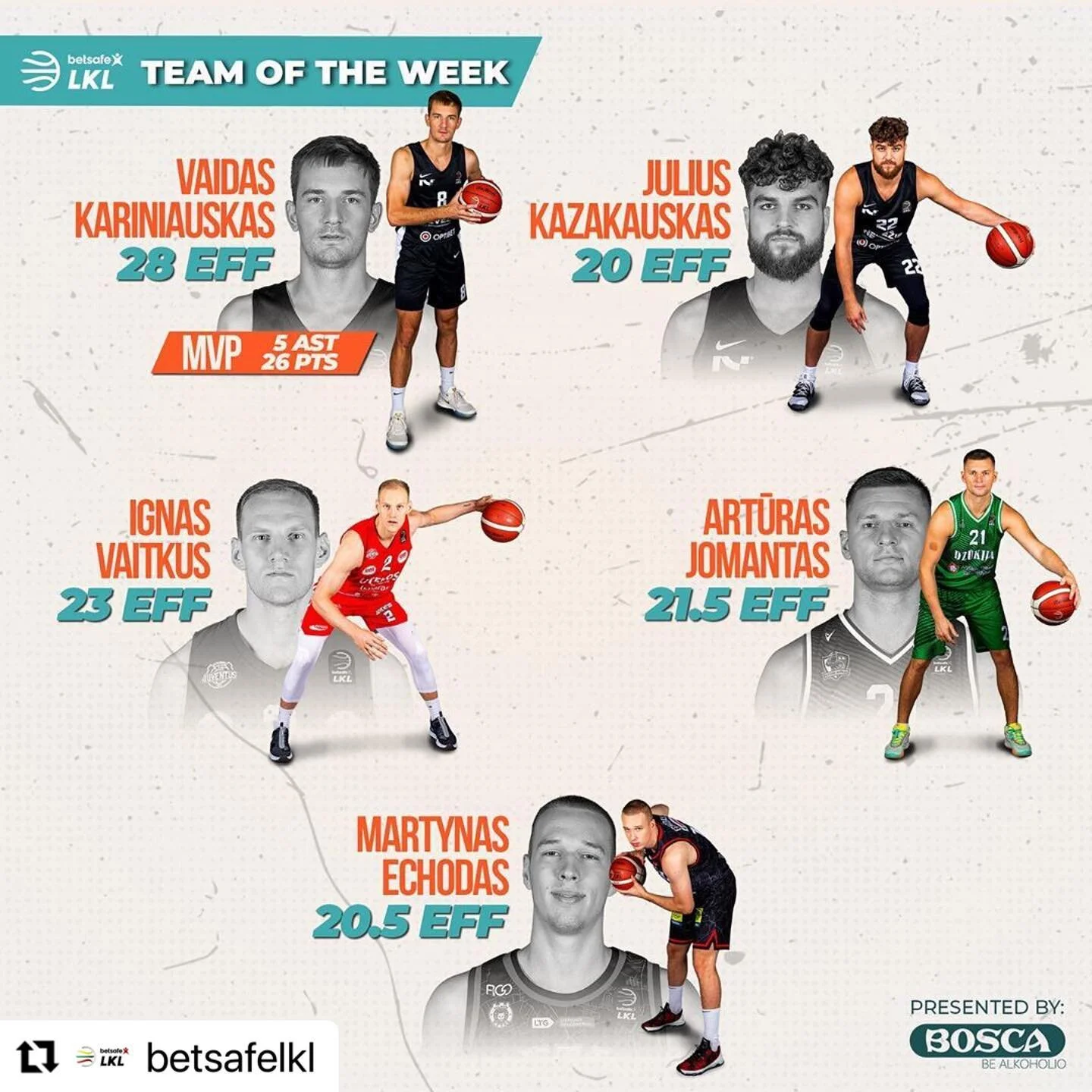 @kazukas22 patenka tarp savaitės geriausiųjų o @vaidask8 tampa savaitės MVP! 🔥