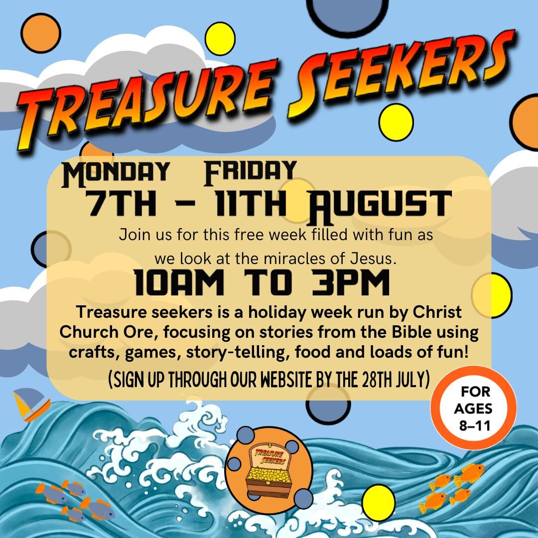 TREASURE SEEKERS WEEK

Only 4 weeks to go before our Summer Club!

Sign up through our website: https://www.christchurchore.org/treasure-seekers-week

#christchurchore #sthelensore #TreasureSeekers #summerclub