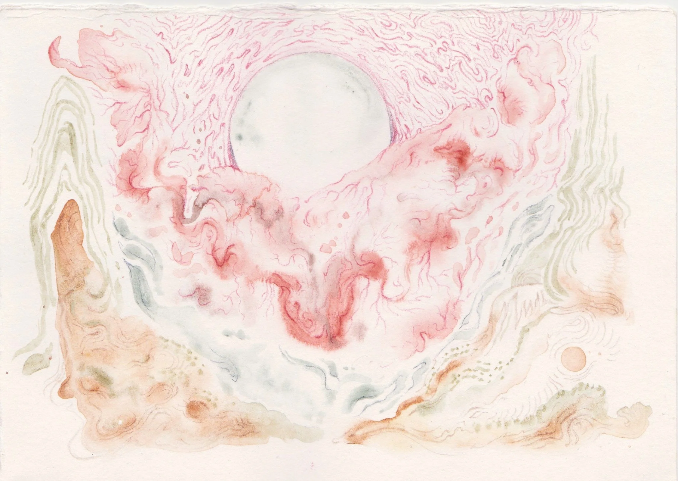 Dancing in the moonlight, botanical pigments on paper, 14x21cm, 2024, 80€