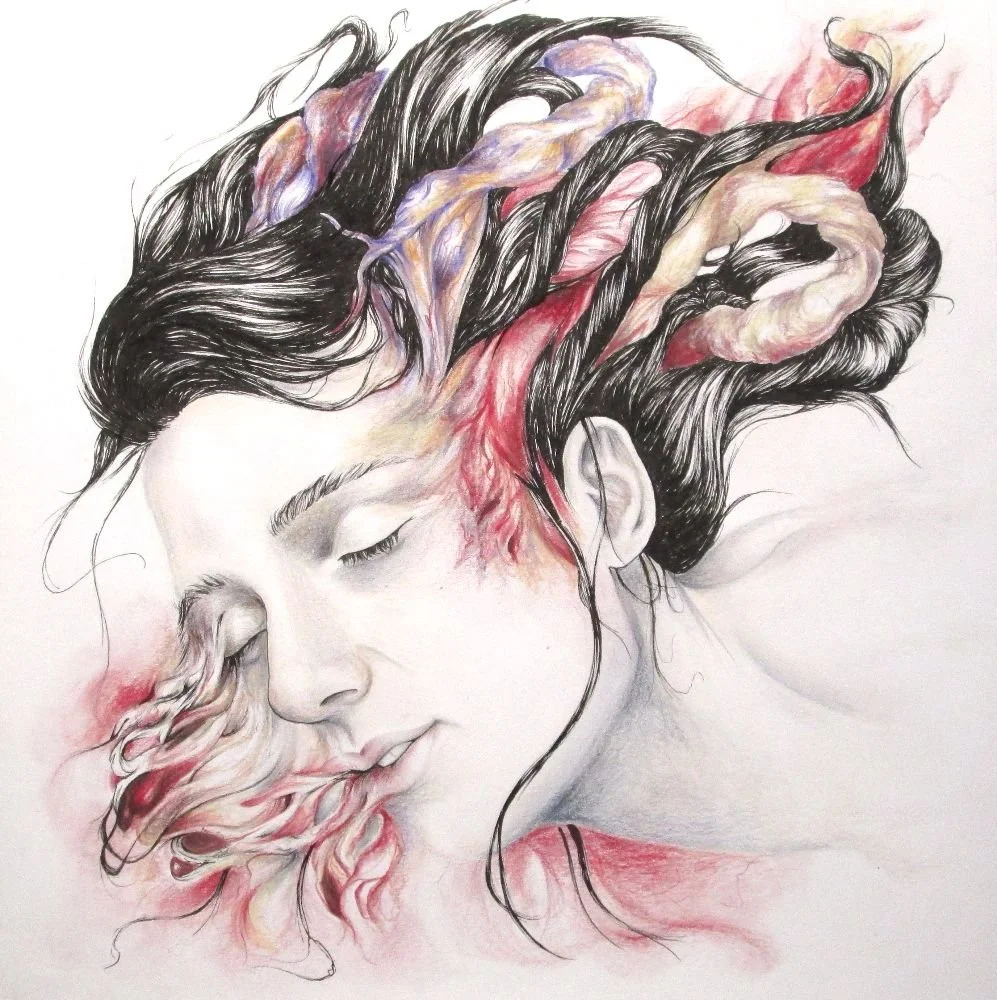 Transfiguration, pen and pencils on paper, 12'x12' inches, 2015, 200€