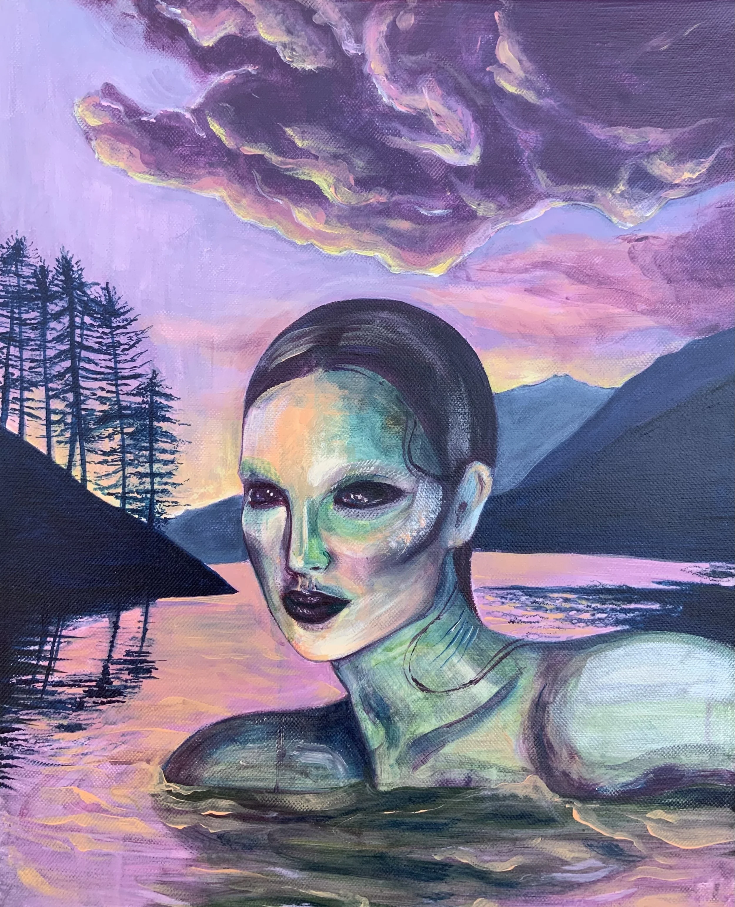 The Swim, Acrylic on canva, 33x42cm, 2025, 580€