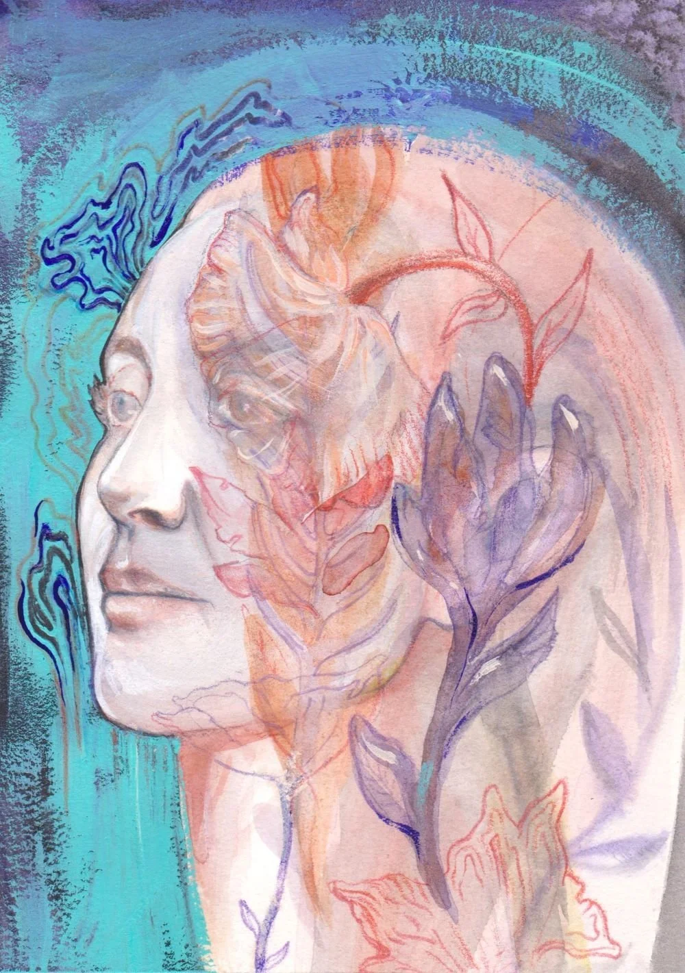 Spring, Mixed Media on paper, 5x7inches,  2025, 100€